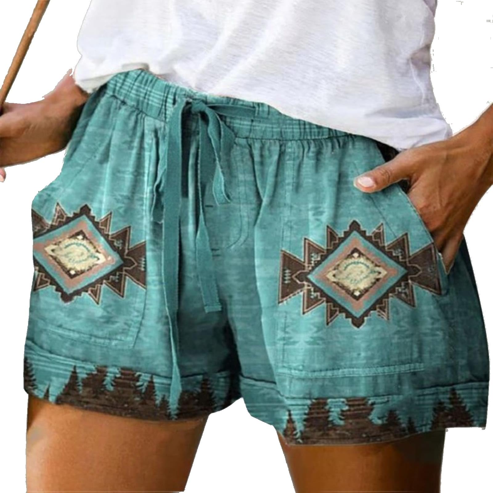 QPIPGER Short De Sport Avec Poches Pour Femme Imprimé