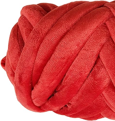 Miniatura 2 de Chunky Yarn Arm Knitting Yarn Washable Tube Giant Yarn Bulky Yarn Jumbo Tubular Yarn for Rug Making Baskets Pet Bed Cat House, Red