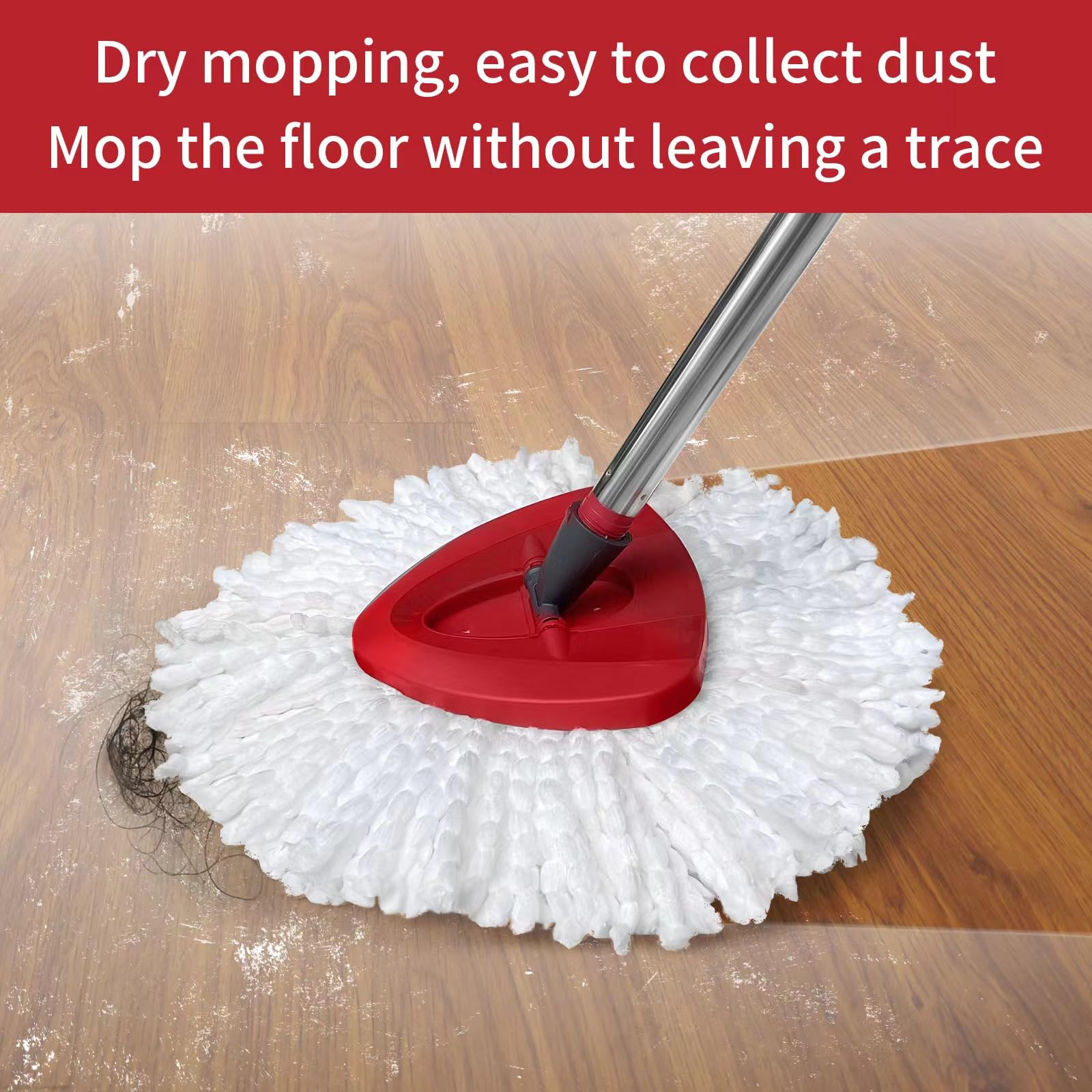 Spin Mop Replace Head Base, Handle Compatible with O Cedar EasyWring Microfiber Spin Mop,6 Mop Refills Replacement Heads, 30-58" Mop Handle and 1 Mop Base Combo Set (White,1-Tank System)484609067949772805