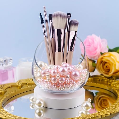 Miniatura 5 de 150 cuentas de perlas de imitación pulidas color crema y rosa sin agujero para decoraciones de relleno de jarrones, perlas de plástico, dispersos de