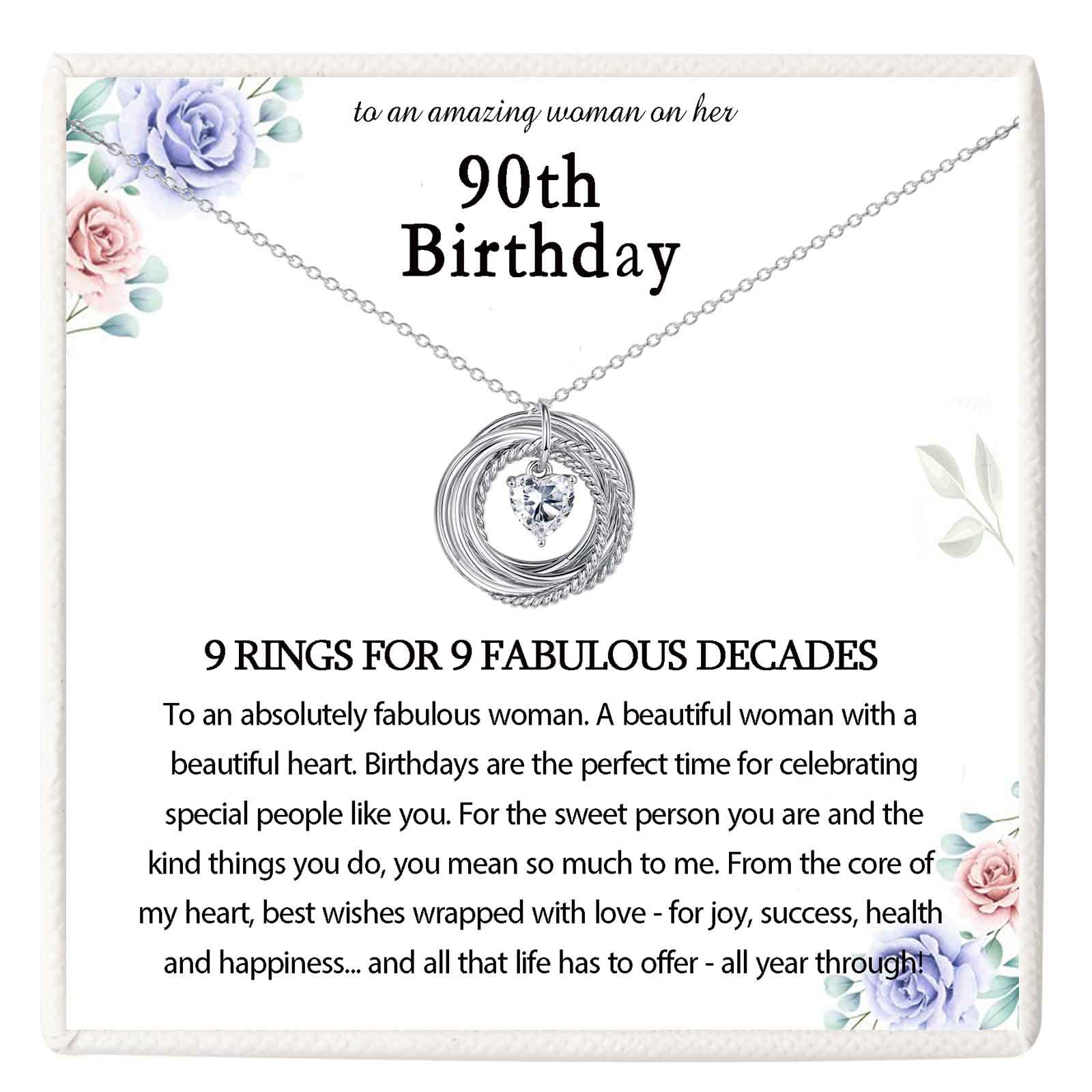 KORAS21st 30th 40th 50th 60th 70th 80th 90th Birthday Gifts for Women, Sterling Silver Chain Necklace for Her Mum Daughter Grandma Friend, Unique Birthday Gifts Ideas