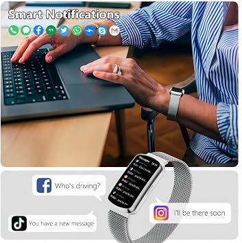 Health Fitness Tracker, Smart Watch with 24/7 Heart Rate, Activity Tracker with Blood Pressure and Blood Oxy-gen Monitor, 120 Sport Mode Waterproof Sleep Tracker for Women Men (Silver)