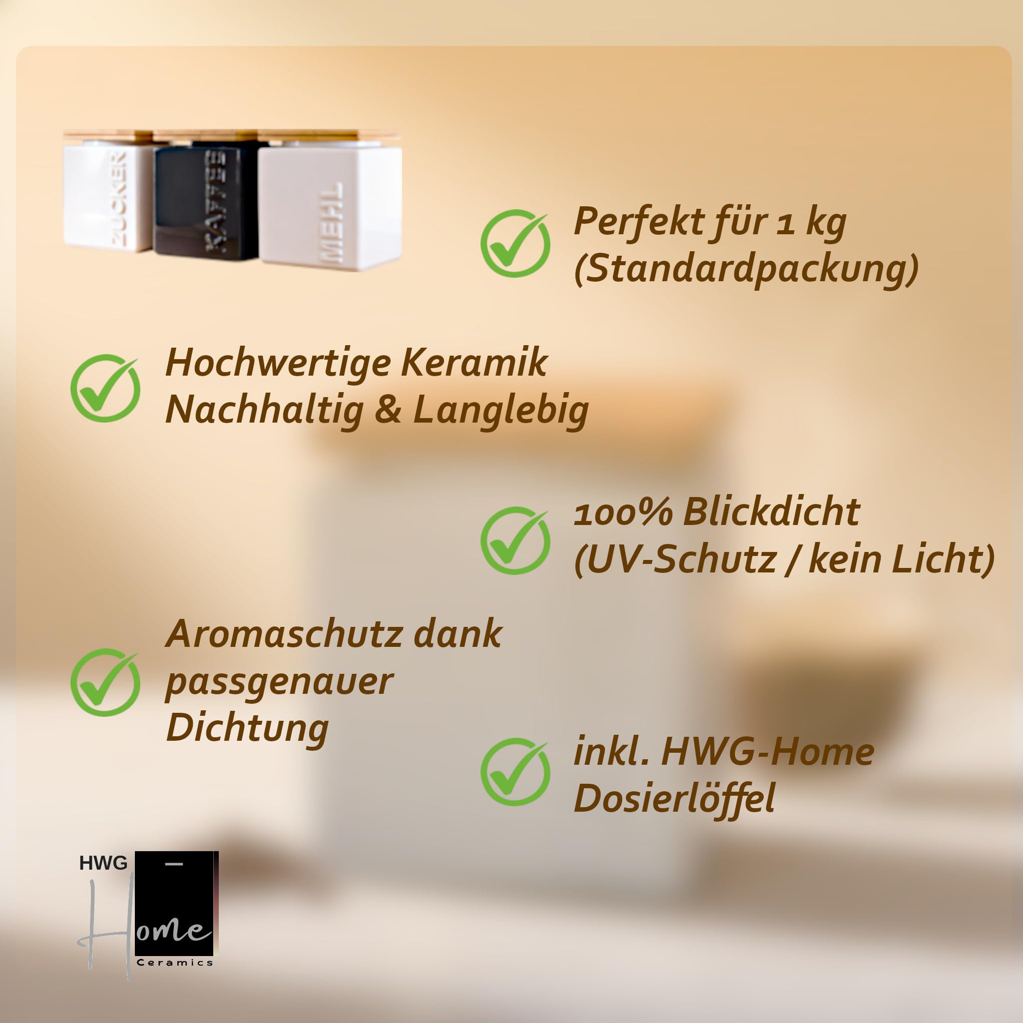 Zuckerdose luftdicht 1kg – Keramik Zuckerbehälter inkl. Bambus Messlöffel - Bambusdeckel für lange Haltbarkeit - eckig & platzsparend stapelbar - Weiß & Anthrazit