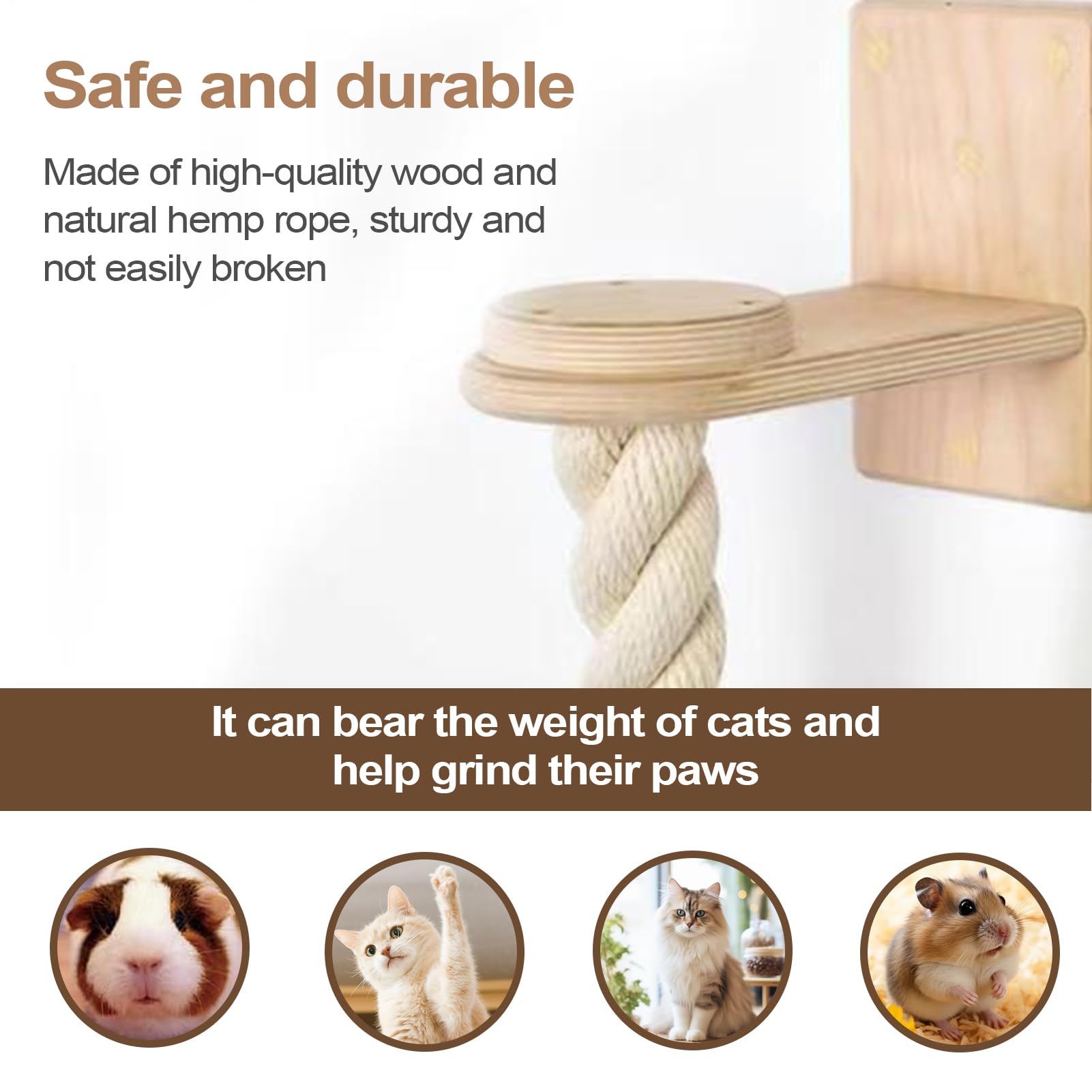 Katzen Kletterseil Wand, 173x19x12cm Klettertau Katzen, Wandmontierte Klettertau, Katzensprungkissen, Kratzleiter Zum Krallenschleifen Wandmontierte Katzensprungsregale Für Schlafzimmer