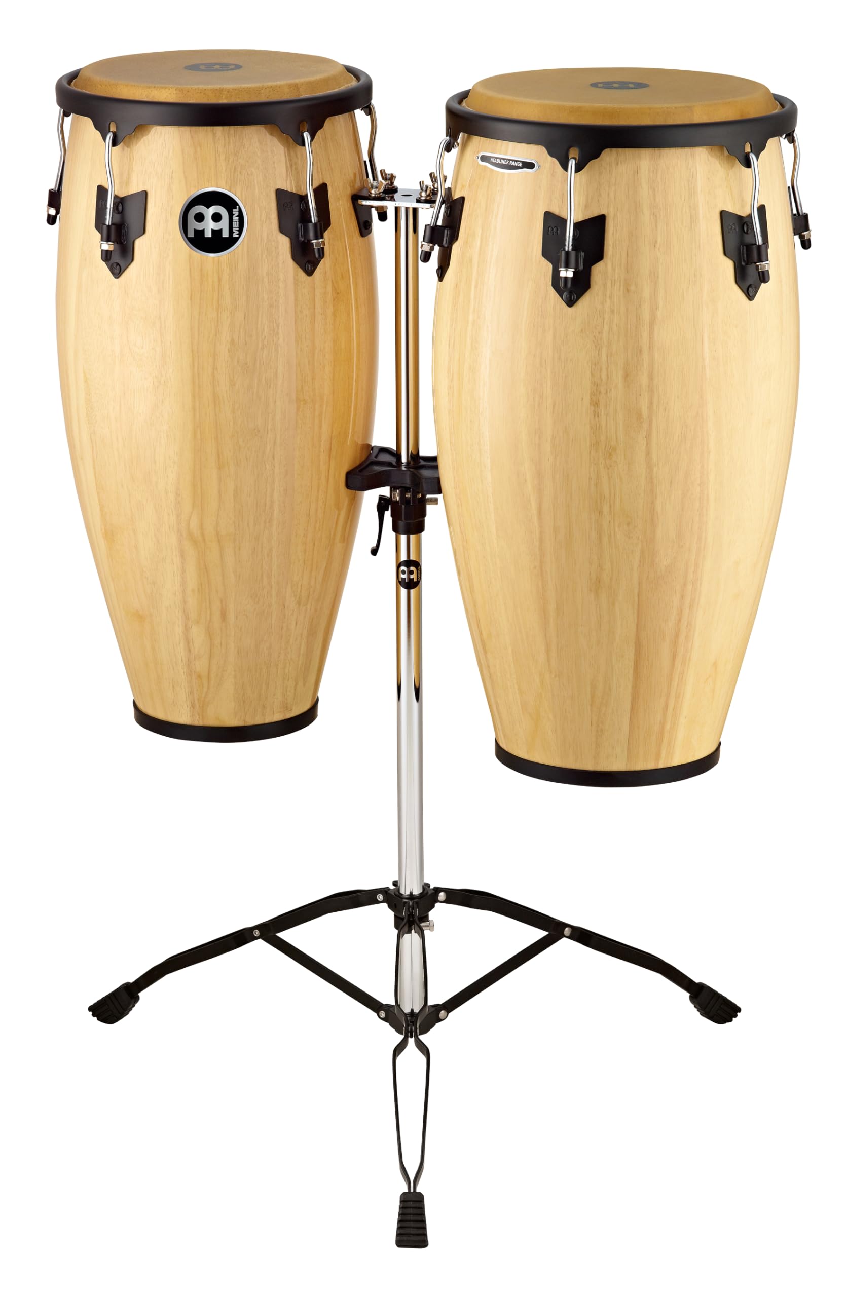 Meinl Percussion Headliner Conga Set - Handtrommel Set mit 11 Zoll und 12 Zoll - Büffelfell - Inkl. doppelstrebigen Ständer - Siam Eiche, Natur (HC812NT)