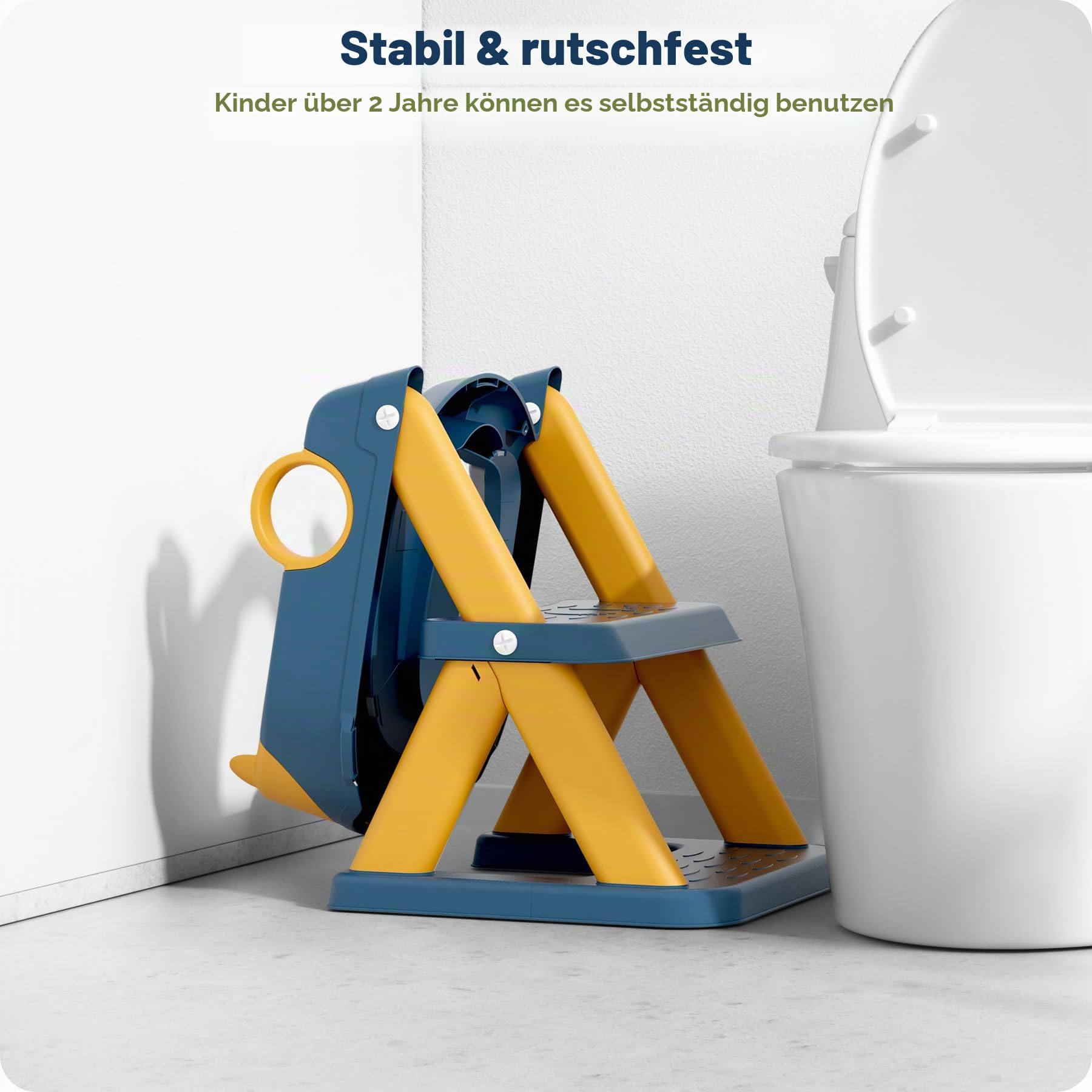 Toilettenleiter für Kinder, Upgraded Kindertoilette für Jungen und Mädchen, 2 in 1 Kind Toilettensitz mit Treppe, Spritz und Rutschfestes Trittbrett