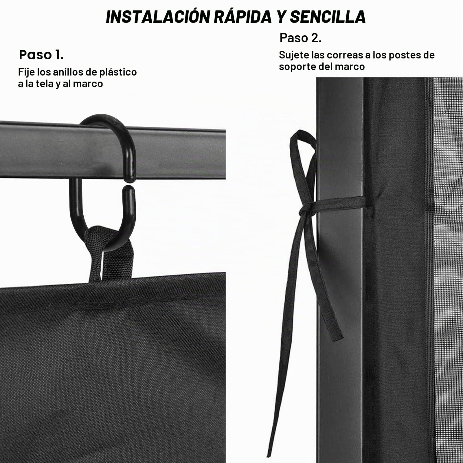 2024 - Red Mo-squito de repuesto universal de 4 paneles con cremallera impermeable (10 x 12 pies, negro)