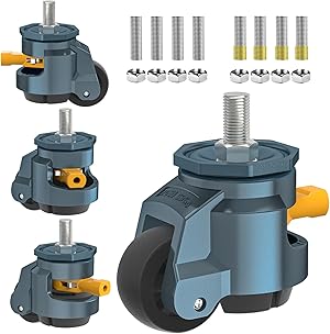 Leveling Stem Casters,Chaxtr Heavy Duty with Ratchet Handle, 1/2" and M12 Screw Size Retractable Caster Wheels,Adjustable Casters for Workbench, Machine, Equipment, Total Capacity 2200 Lbs(4pack): Amazon.com: Industrial & Scientific