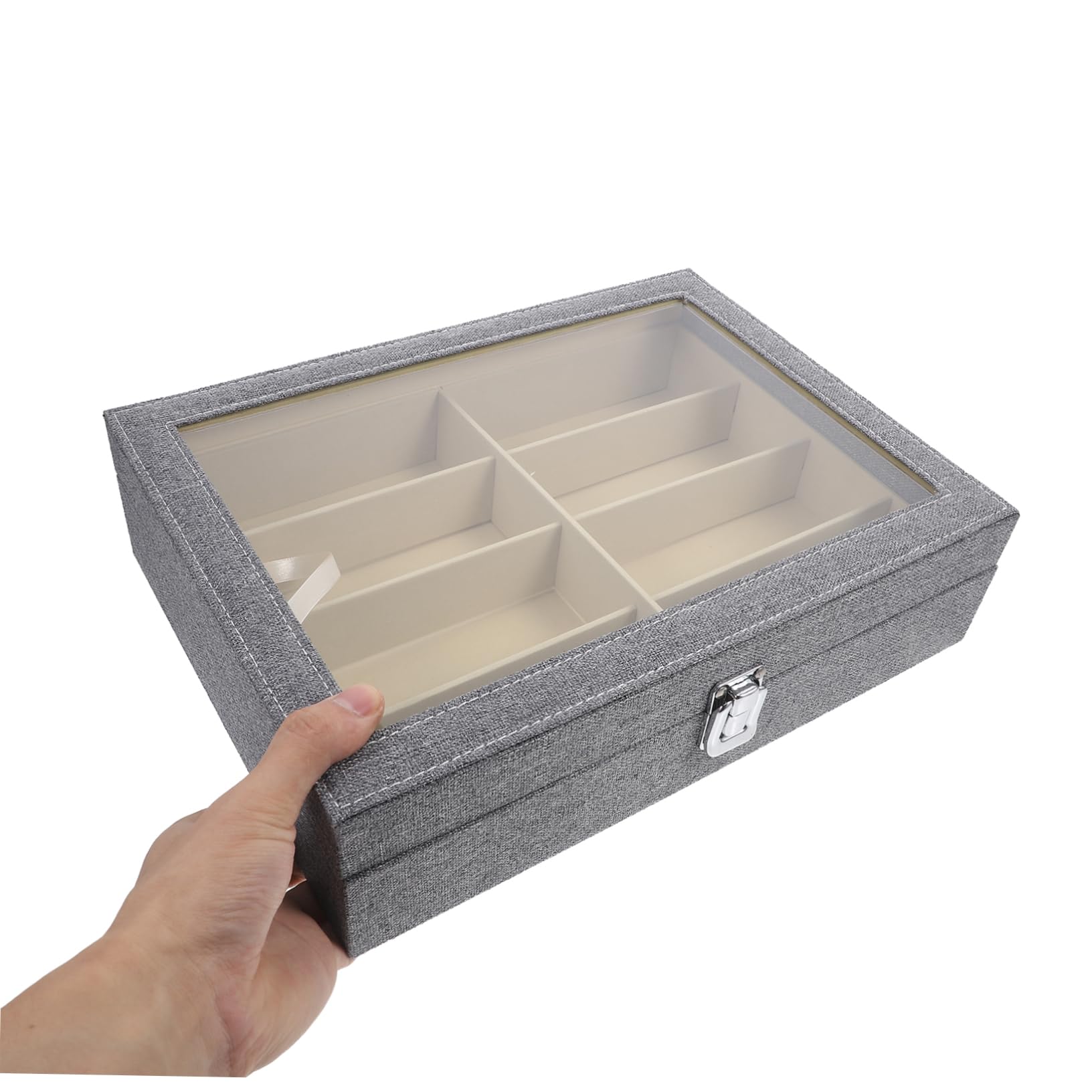 GLEAVI Caja para Guardar Gafas de Sol Tapa Transparente Organizador de Gafas de Sol de Compartimentos Estuche de Almacenamiento