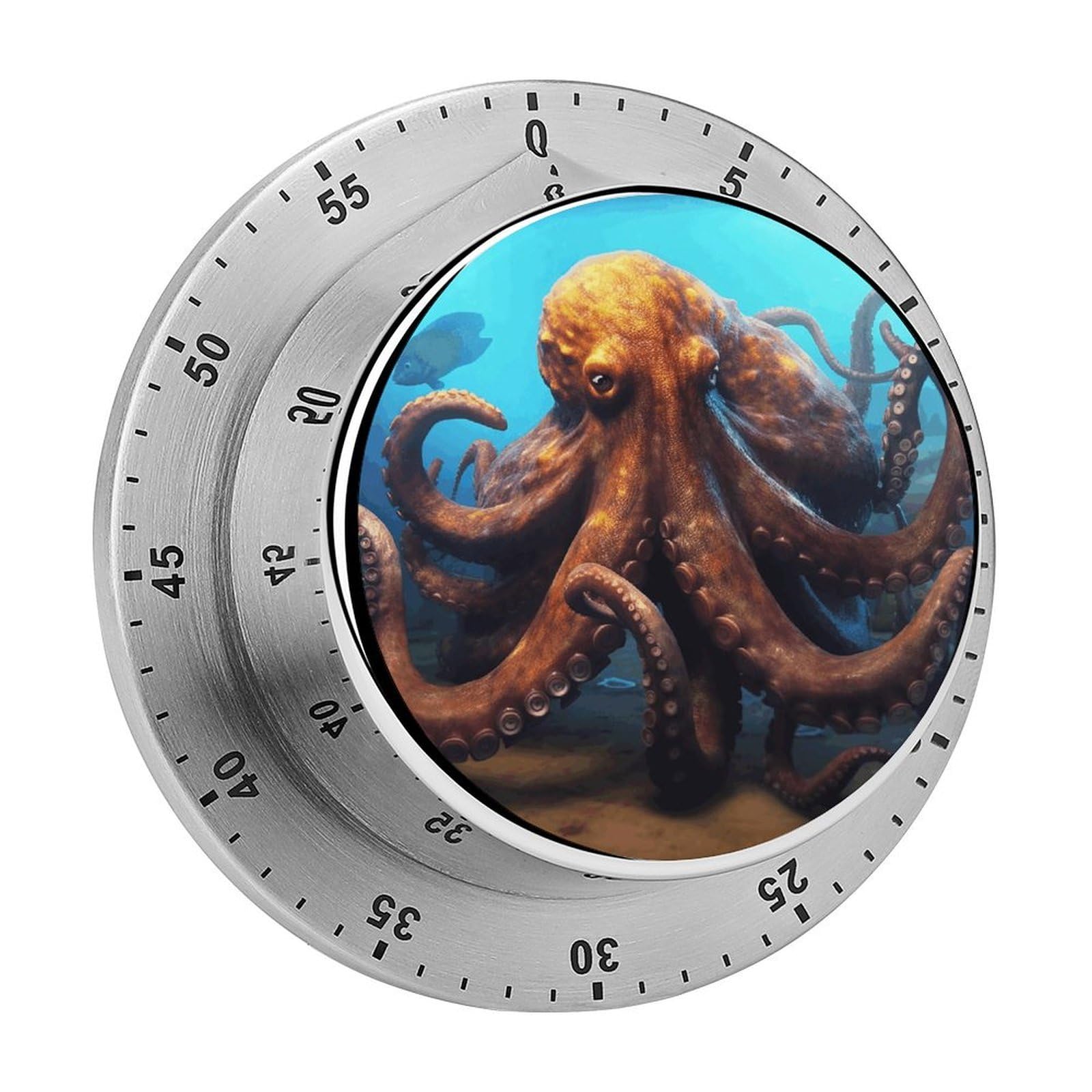 Huge Octopus Kitchen Timers for Cooking Chef Stainless Steel Timer Clock with Loud Alarm Mechanical 60 Minute Wind Up Timers No Batteries Required Manual Countdown Timer