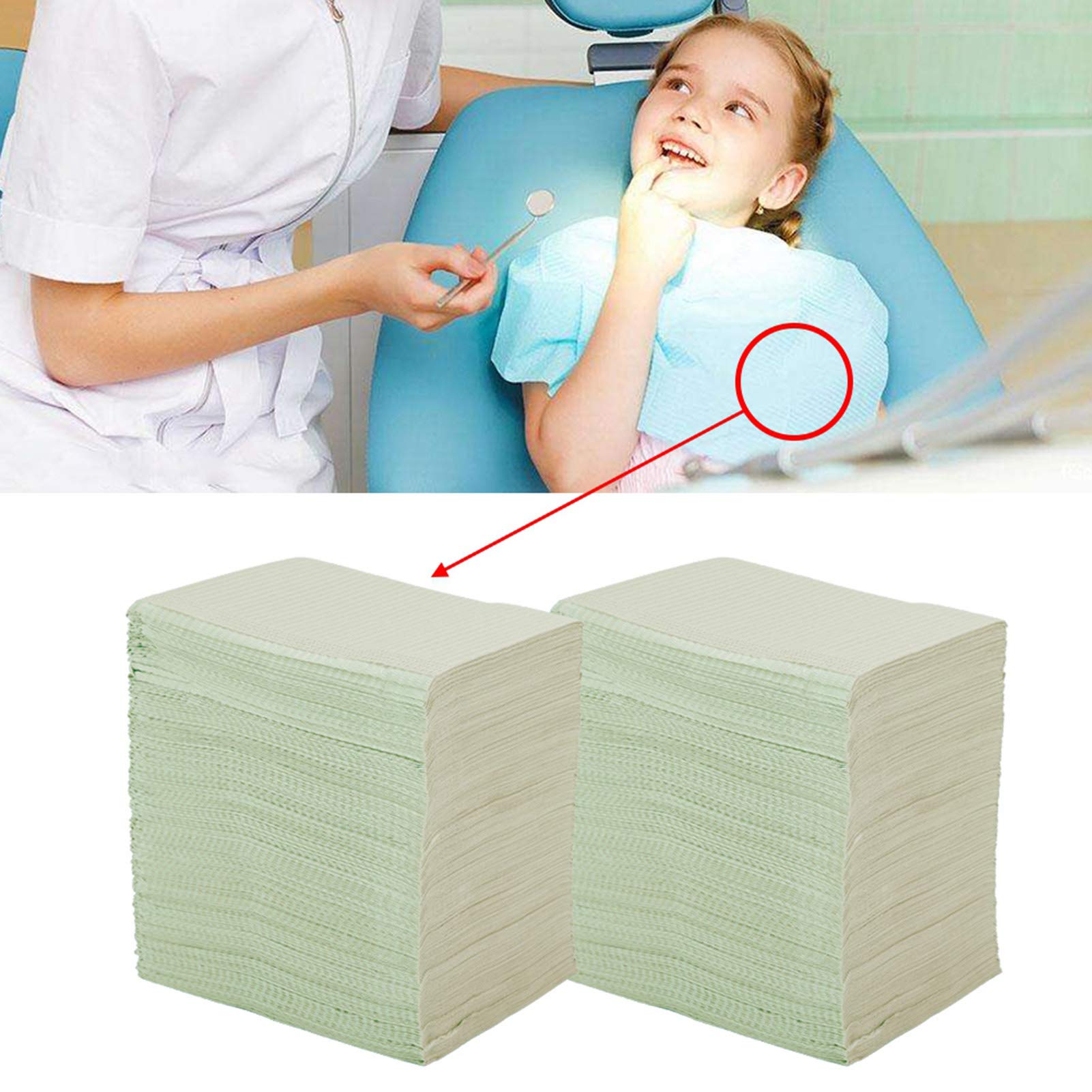 Ejoyous Einweg-Zahnlätzchen, Holzzellstoffpapier mit PE-Rückseite, Zahnhandtuch, 500 Stück, 13,2 X 17,7 Zoll, Saugfähig, Wasserdicht, Geprägt, für Zahntätowierungen, Kieferorthopädische