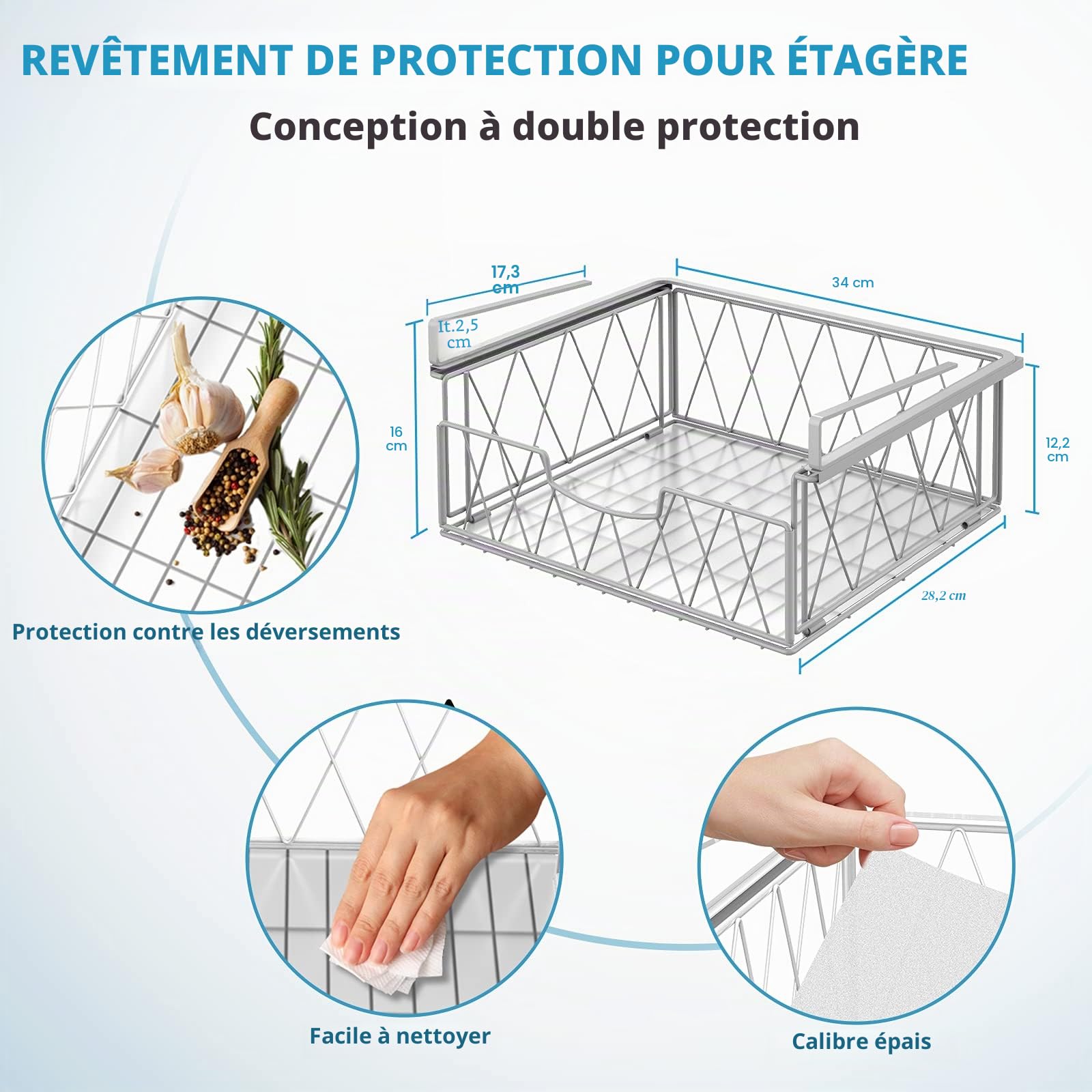 Bomclap Lot de 2 paniers de rangement suspendus en métal pour cuisine, garde-manger, bureau, bibliothèque, blanc