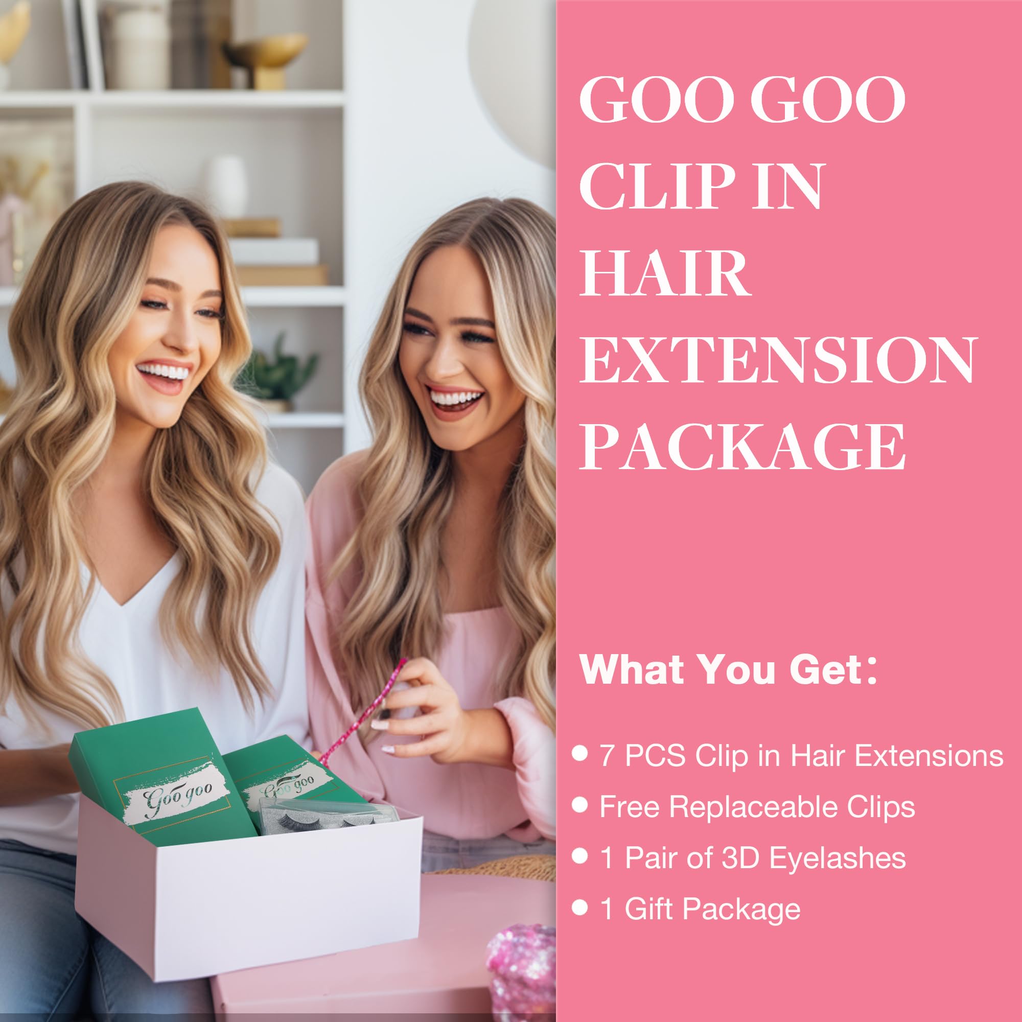 GOO GOO Clip in Hair Extensions Human Hair, 18inch 150g 9Pcs, #2 Dark Brown, Hair extensions for women, Human Hair Extensions Clip in — view 365