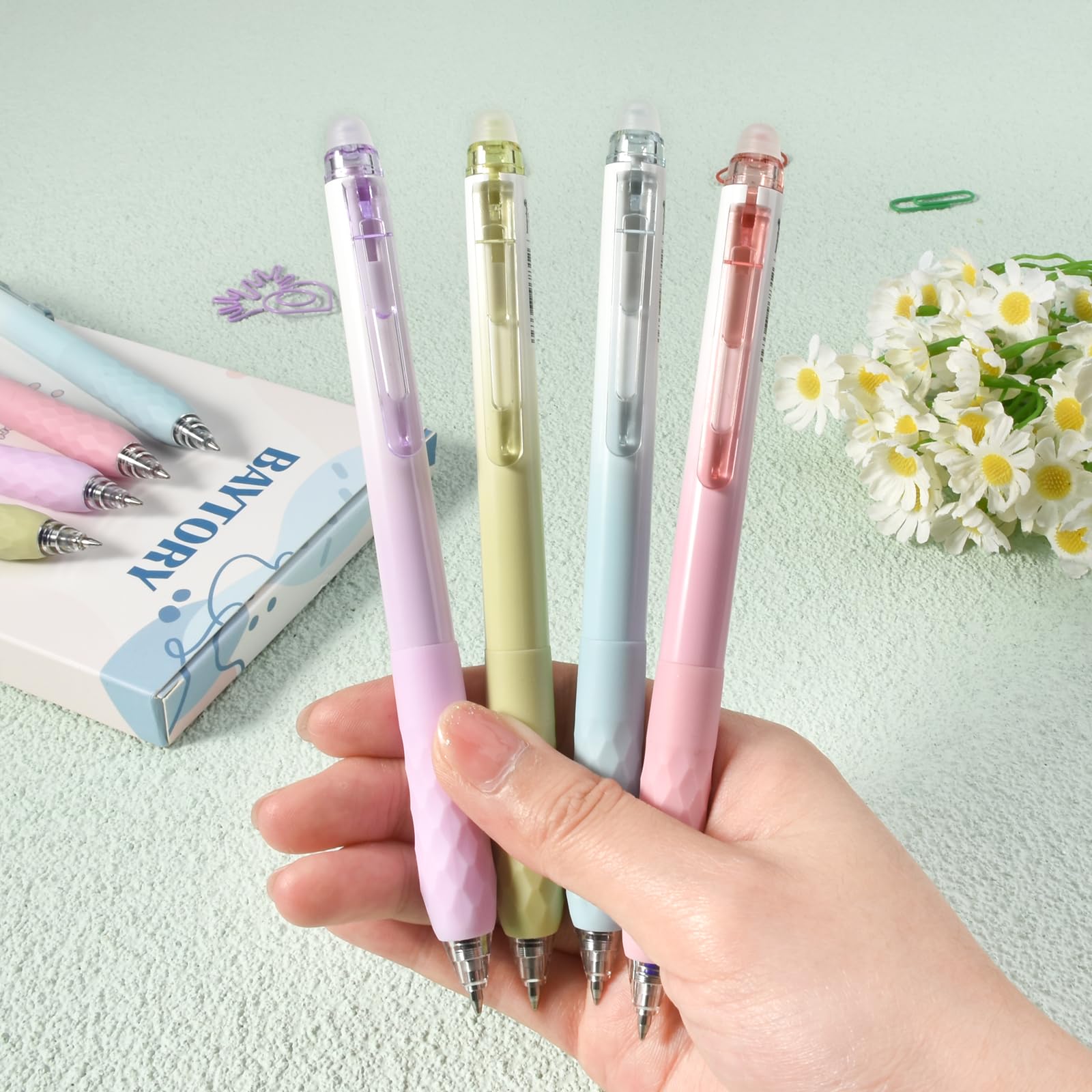 BAYTORY Löschbare Gelstifte – 12 Farben, 0,5 Mm Feine Spitze, Radierbar & Ideal Für Planner, Notizen & Kreuzworträtsel