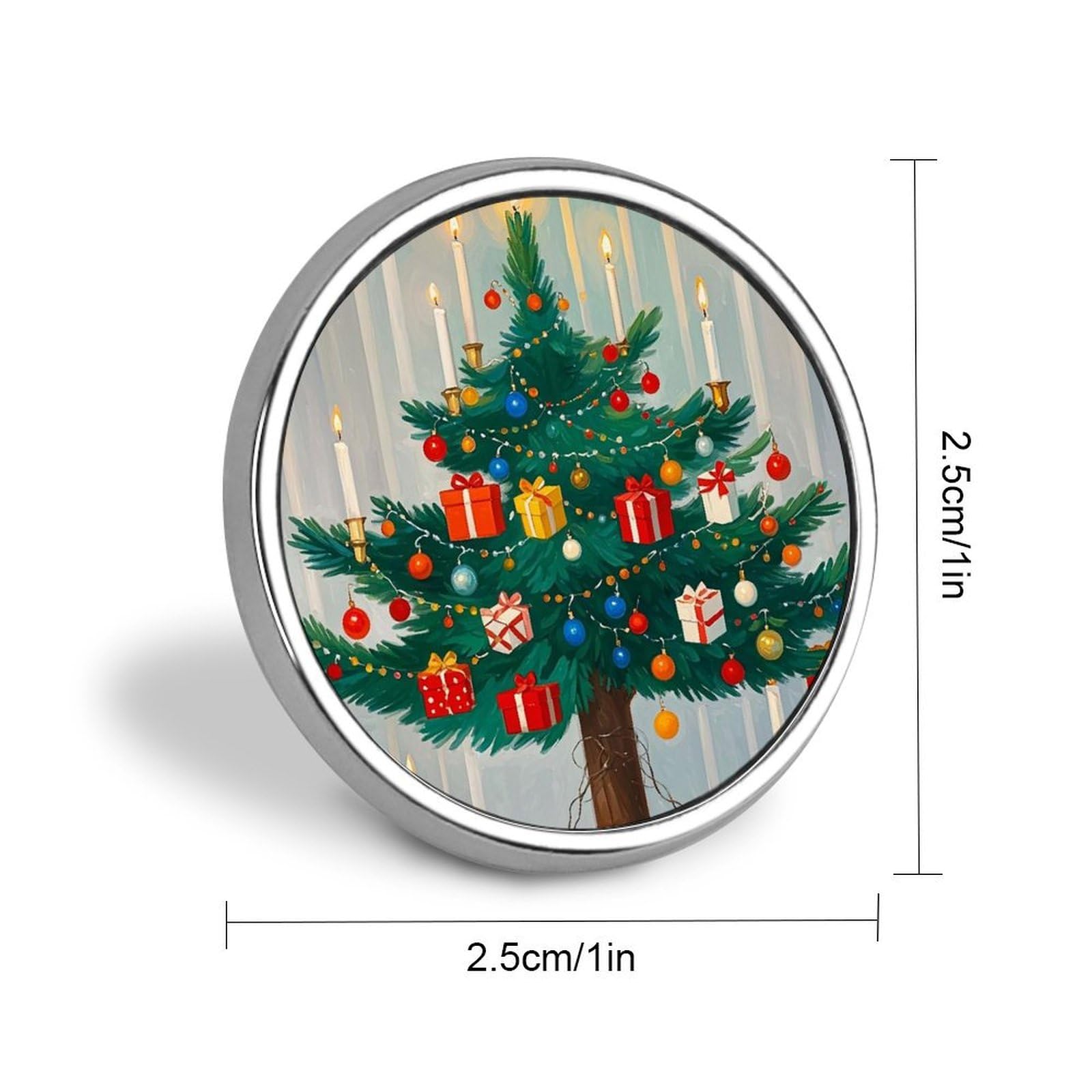 Stylish Christmas Decorations Printed Round Brooch: Lightweight, Durable, Stylish Wedding Accessory Ideal for Valentine's Day And Women's Day