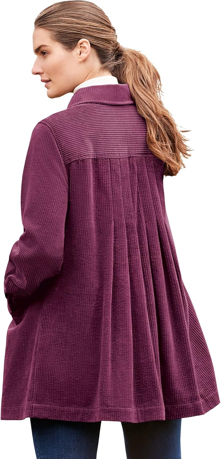 Woman Within Women's Plus Size Pleat-Back Corduroy Jacket : Clothing, Shoes & Jewelry