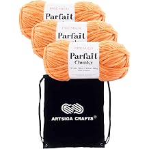 Premier Yarns Parfait Chunky Tangerine 1150-15 3-Skeins - Same Dye Lot Weight S Bulky #6 Polyester Yarn for Crocheting and Knitting with Project Bag