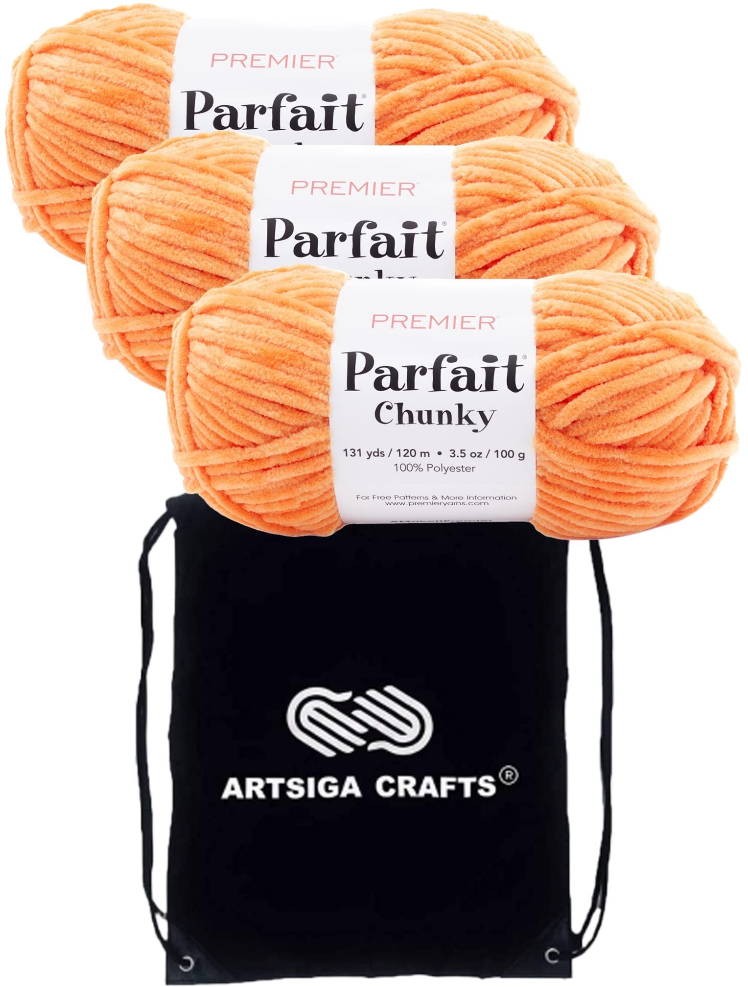 Premier Yarns Parfait Chunky Tangerine hilo de tejer antialérgico para pieles sensibles
