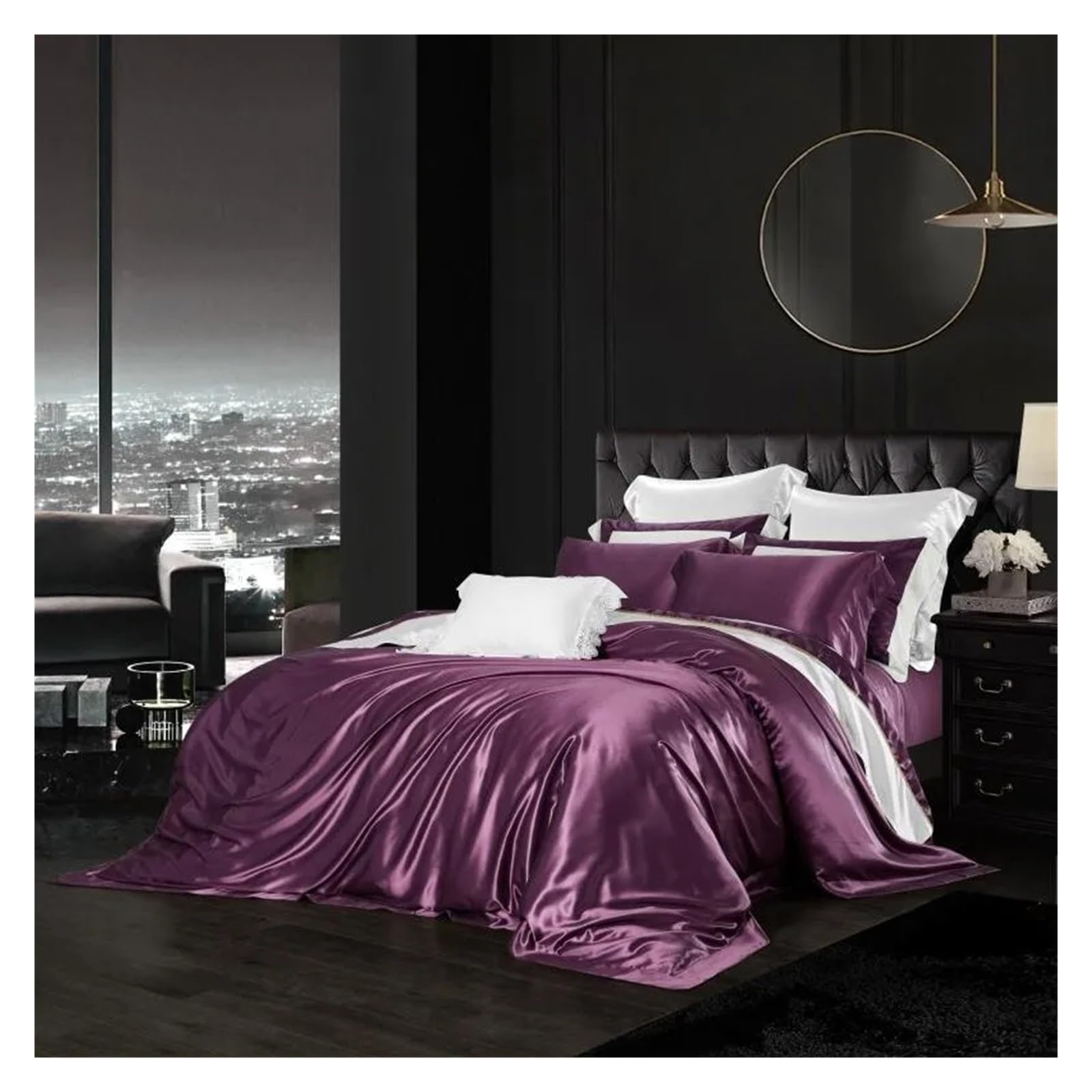 Sbcgfy C Blue Top Grade Mulberry Silk Duvet Over,Both Sides Nature Silk 1P Duvet Over 2P Pillowcase,Otton Duvet,-Fitted Bed Sheet_queen 4Pcs