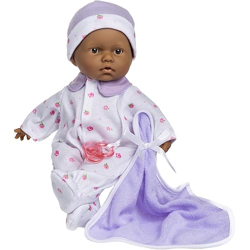 JC Toys La Baby Hispanic Baby Doll Set – 11 Inch Soft Body Doll with Accessories Including a Removable Purple Outfit – Small Baby Doll Toy for Children 12 Months and Older