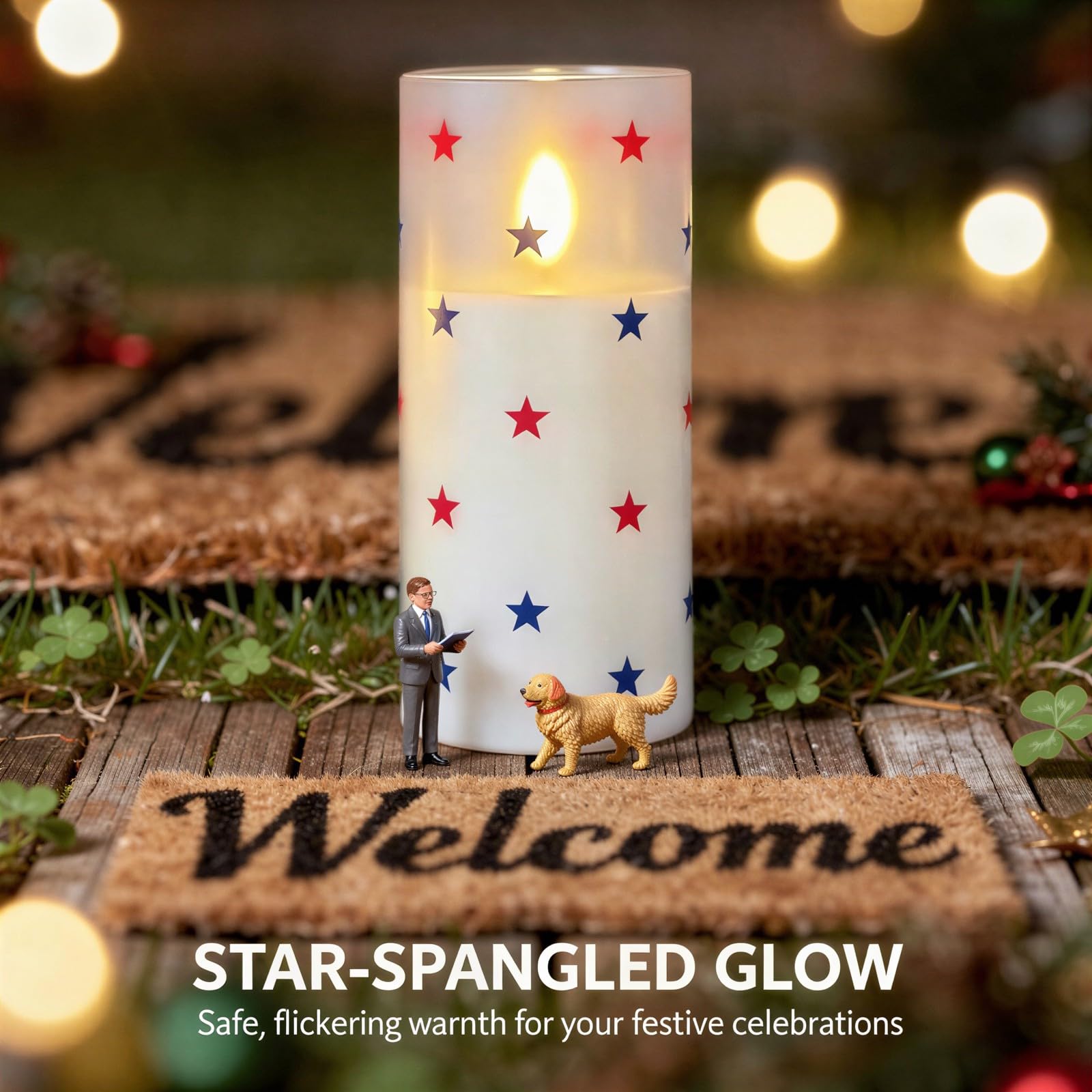 Patriotyczne świece LED, 3 x 10 cm, 7,6 x 12,7 cm, 7,6 x 15 cm, świece 4 lipca, z pilotem, wzór w stylu vintage, bezpłomieniowe filary, na baterie, dekoracja na domowe przyjęcie, 3 szt
