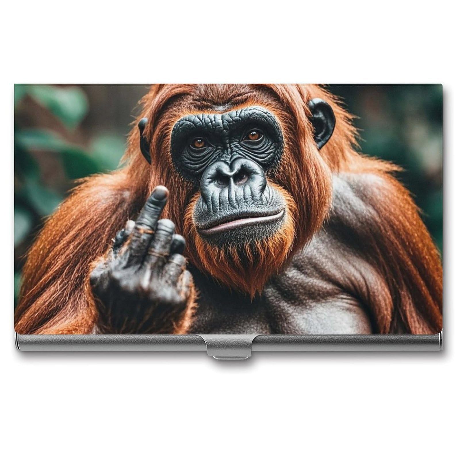 Fekiloot Unisex Silver Gorillas Card Holder Color Business Card Box Magnetic Travel Card Case Wallet Portable Business Card Carrier Suitable For Business Professionals Office