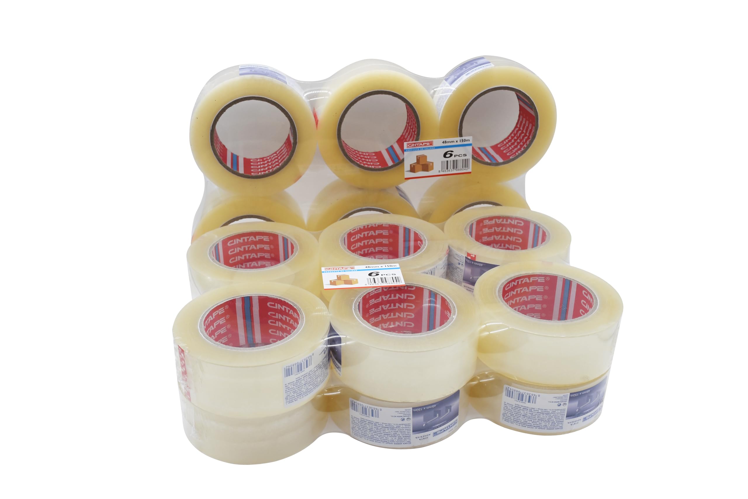 Cinta para Embalar Precinto Transparente 48mm×150m Paquete 18 Rollos Cinta de Embalaje extra Fuerte Cintas adhesivas para cajas