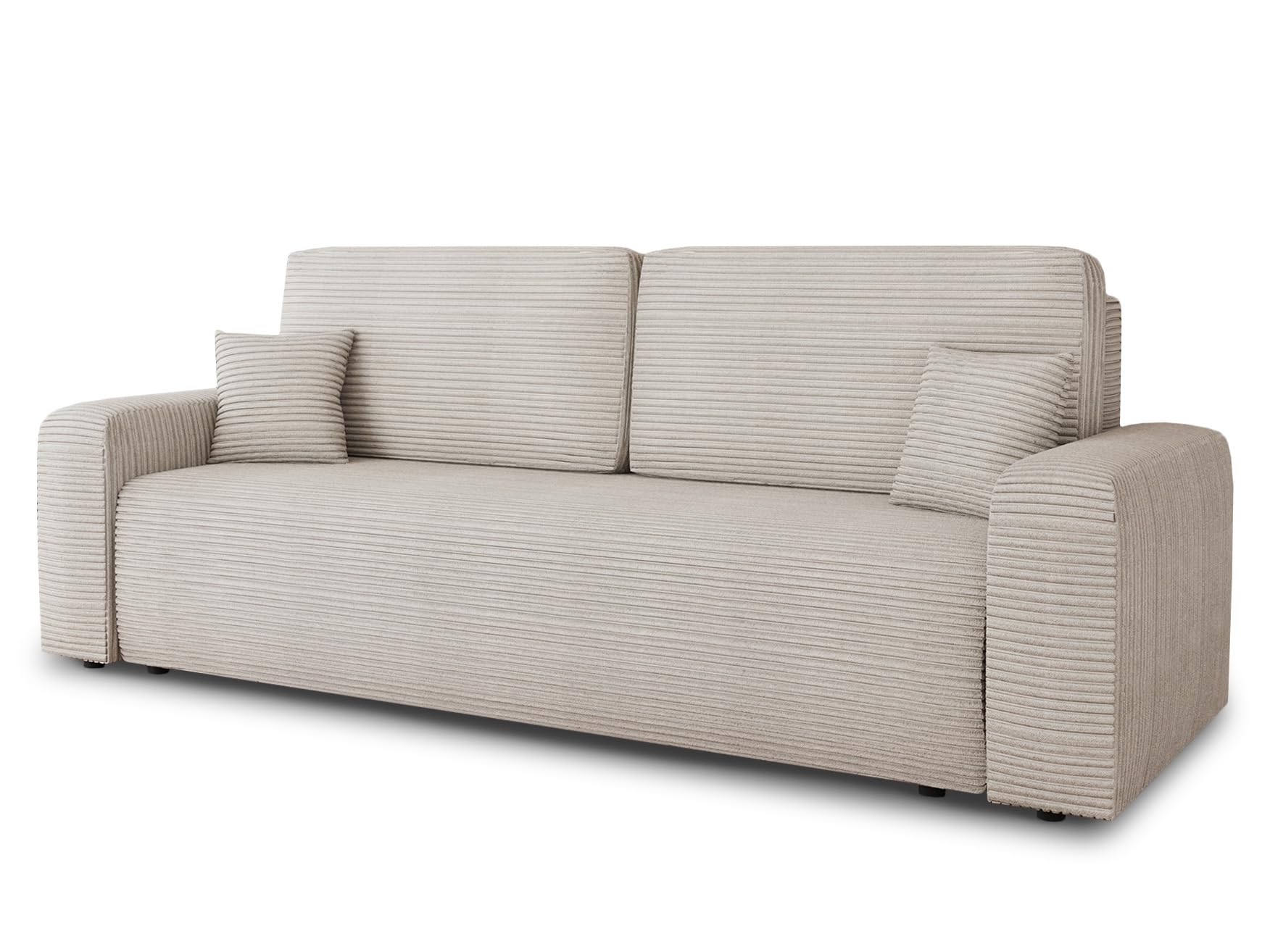 Sofnet - Schlafsofa Spark mit Bettkasten (Beige, Poso 100) | Sofa mit Schlaffunktion, Bettsofa, Polstersofa, Bonellfederkern, Cordstoff, große Schlaffläche, TOP Design
