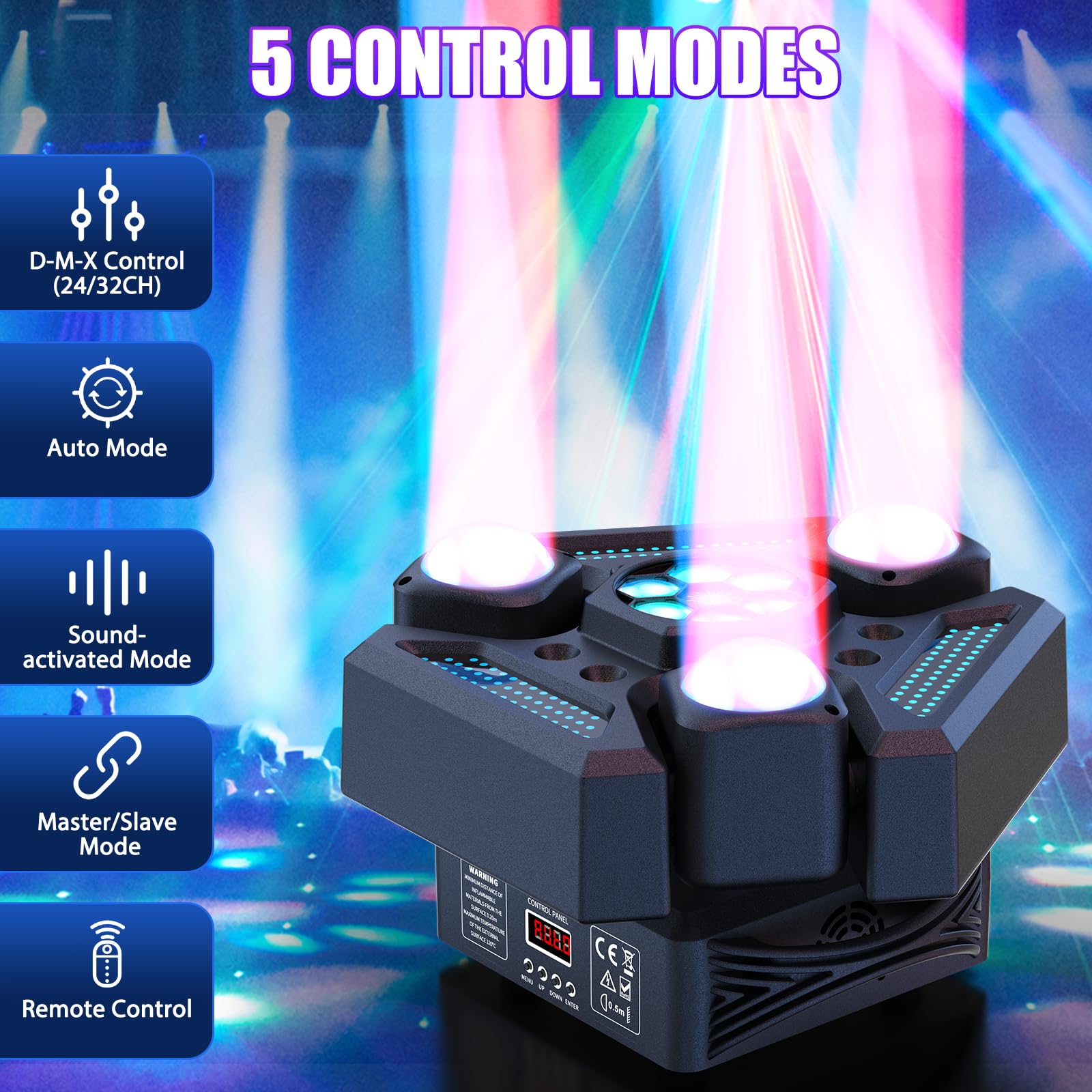 180 W LED-Scheinwerfer mit Fernbedienung, Lichtspiele, RGBW, Disco, Licht, Stroboskop, Beam, Projektor, für Bühne, DJ, Club, Bar, Party, Bühne