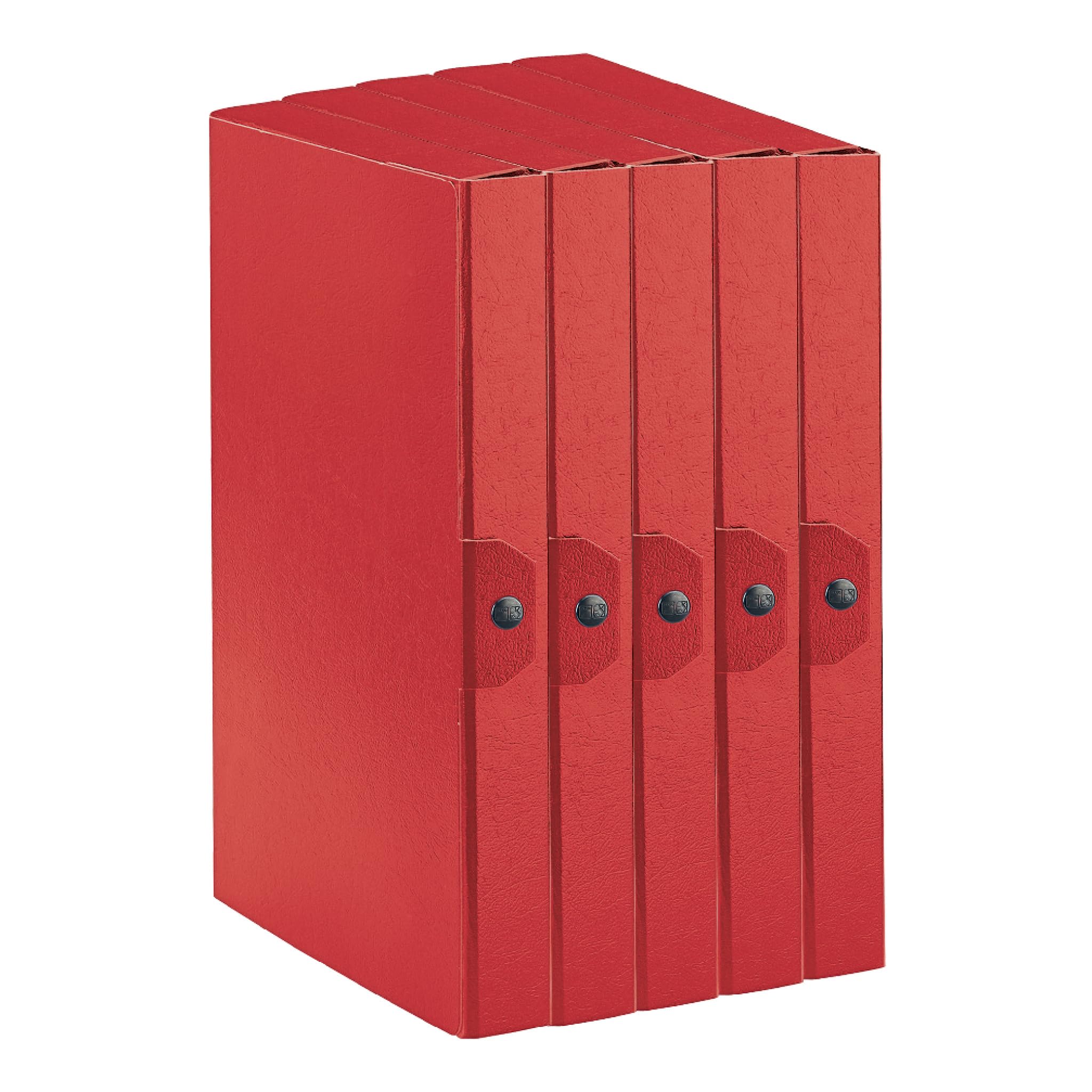 Esselte C24 EUROBOX 390324160 Project Folder for Filing, Button Closure, 25 x 35 cm, Spine 4 cm, Red, Pack of 5