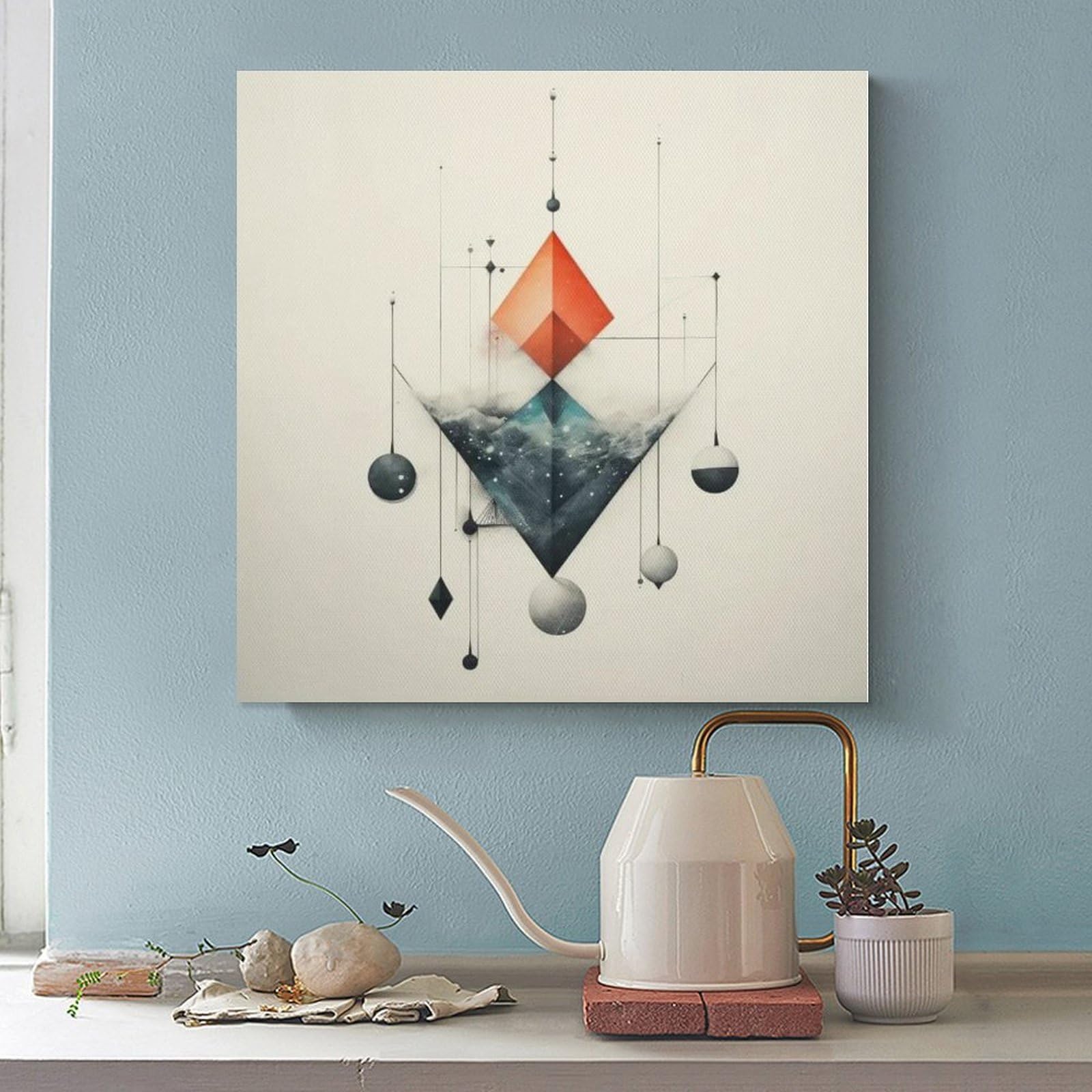 Poster geometrico astratto di fantascienza su tela, decorazione artistica da parete, stampa per soggiorno, camera da letto, decorazione 40,6 x 40,6 cm