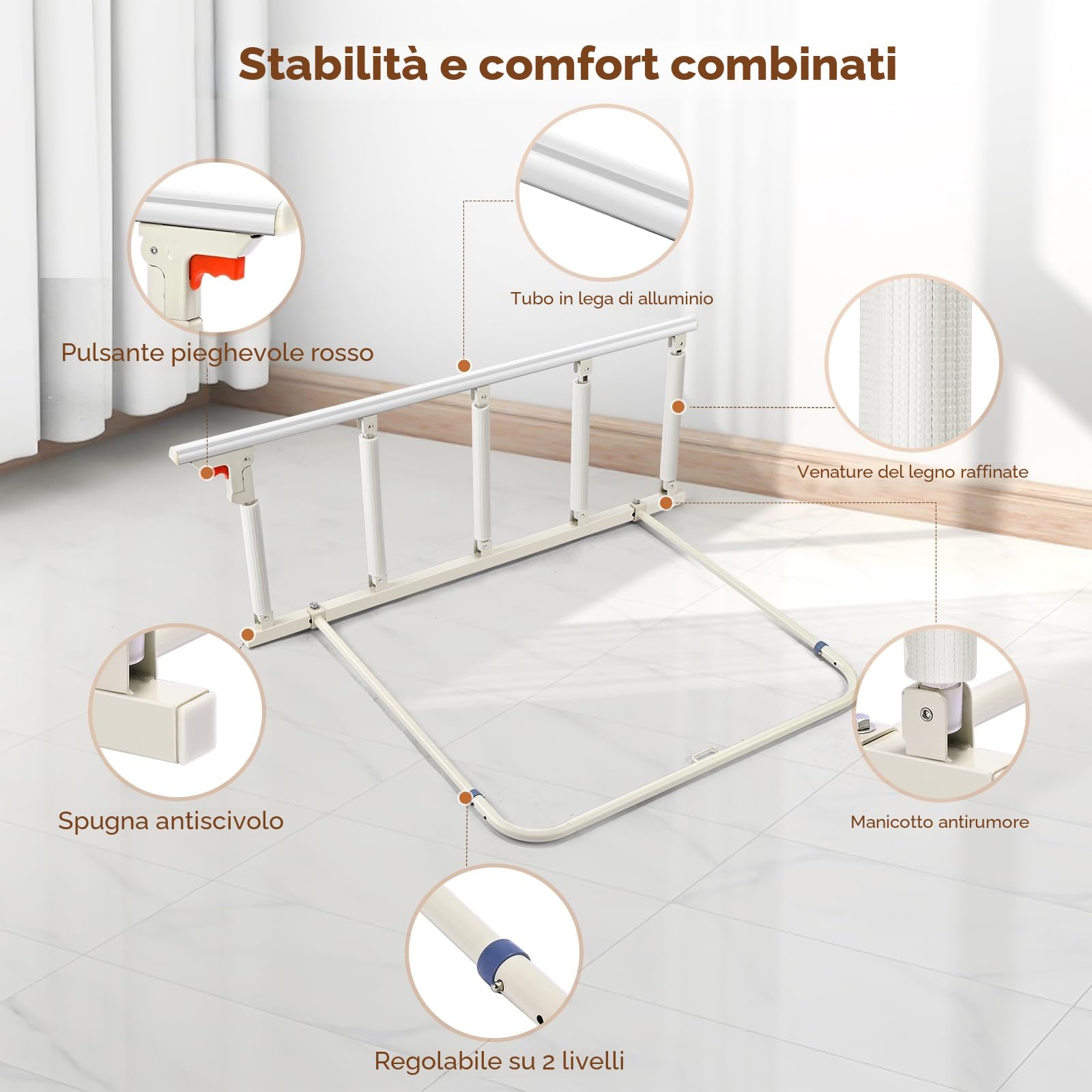 Sponde per Letto per Anziani Sicurezza per Adulti, Protezione Anticaduta per Maniglie di Sicurezza per Anziani, Fit King, Queen, Full, Twin (Assemblaggio Senza Attrezzi)