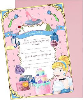 Shmaki Invitaciones para fiesta de cumpleaños de princesa, paquete de 30 unidades, color rosa