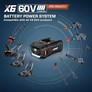 SENIX X6 60 Volt Max* Handheld Cordless Leaf Blower, Up to 810 CFM and 170 MPH, Variable Speed, Cruise Control, Lightweight, Includes 4.0 Ah Battery and 3 Amp Charger (BLAX6-M1)