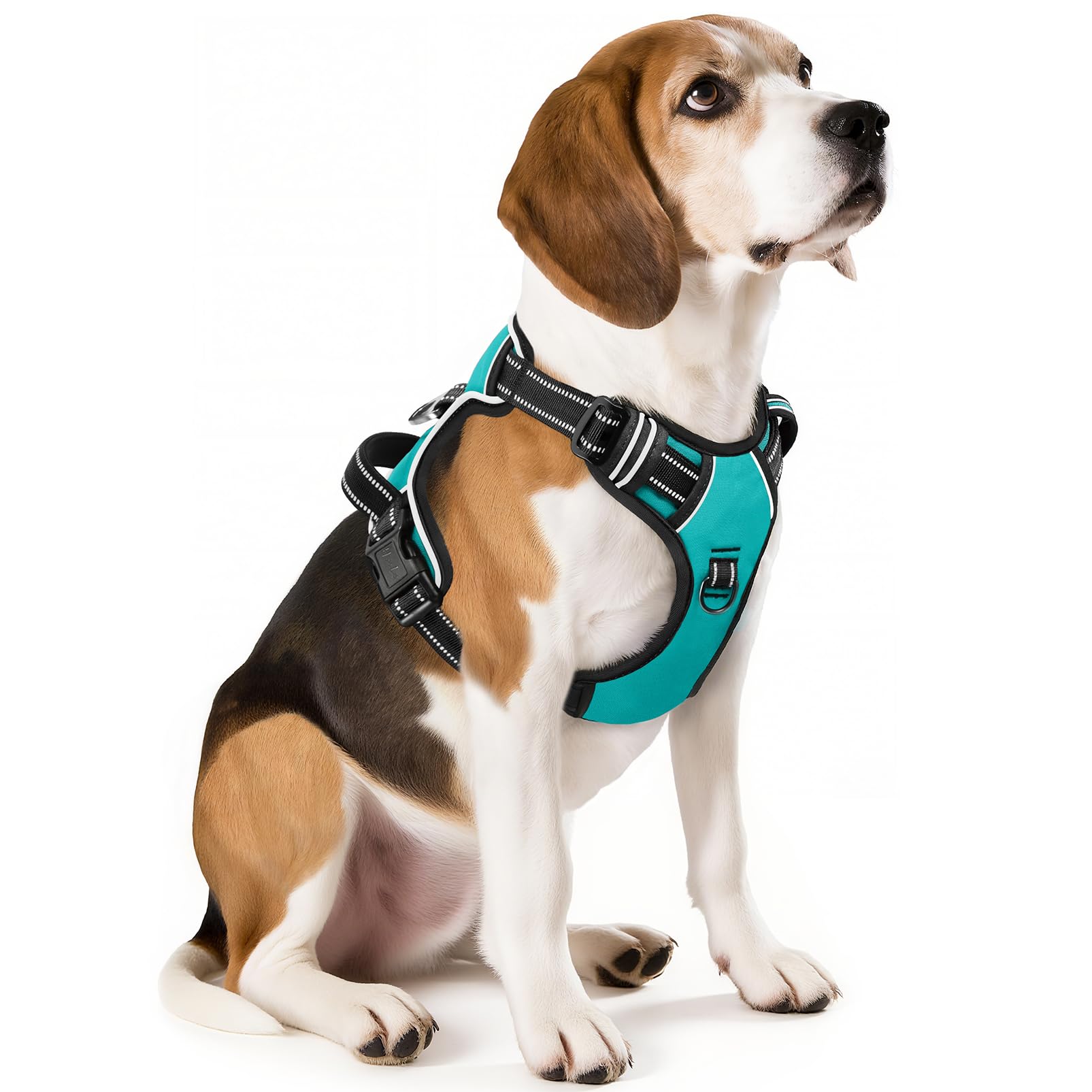 HEELE Pettorina Cane Taglia Media Riflettente Pettorina Addestramento Cani Anti Tiro con 2 Ganci in Metallo + Comodo Maniglia, Gilet per Cani Regolabile per Camminare, Turchese, M