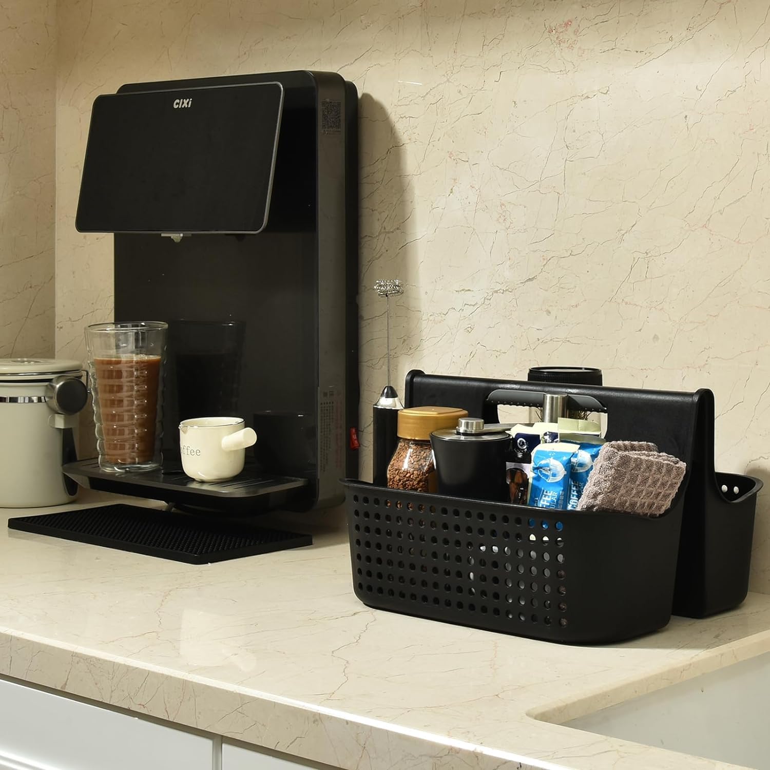 ALINK Cestino Portatile Per Doccia Con Scomparti - Organizer In Plastica Con Manico Per Bagno, Università E Dormitorio - Bianco - 3