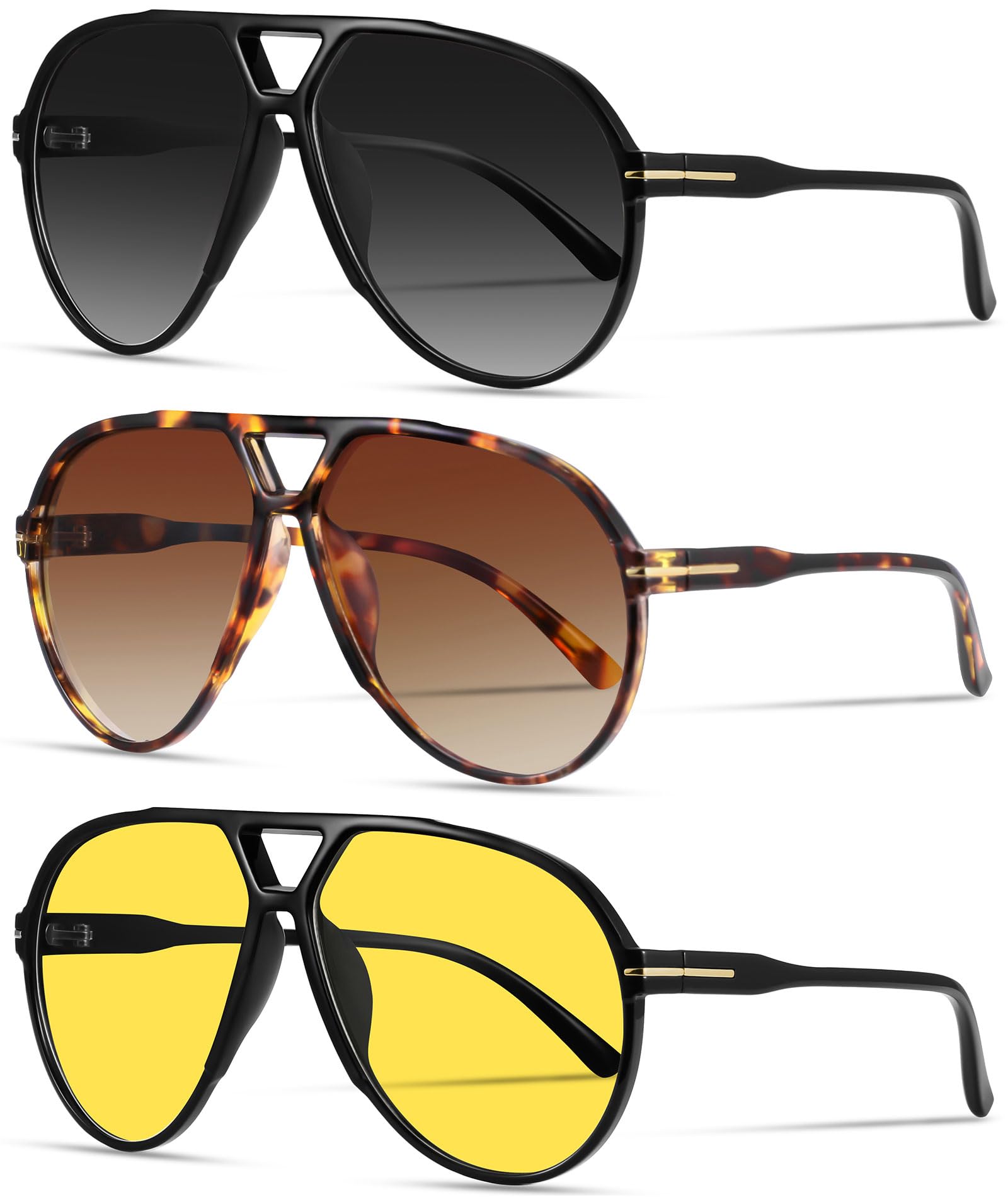 YMRFW Oversized Retro Aviator Sunglasses for Women Men Classic 70s Trendy Vintage Style Large Frame Sun Glasses