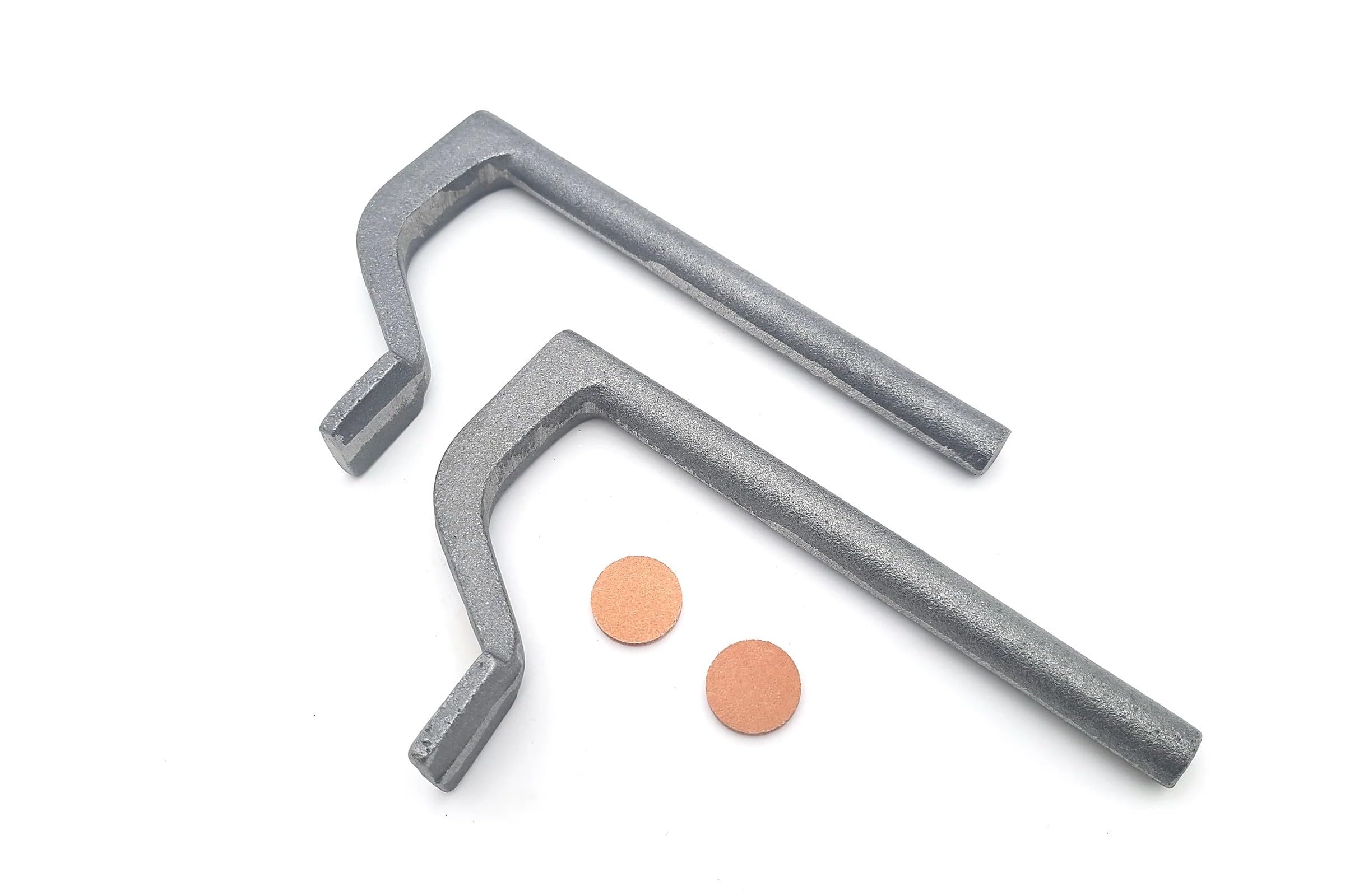 Pair of Workbench Holdfasts Bench Clamps Made from Ductile Iron 8" Tall, 4.25" Reach Use in 3/4" Holes Come with 1" Leather Pads