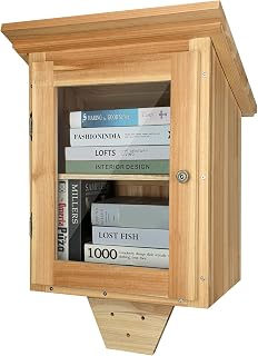 Little Library Box Outdoor Free Library, Double Free Library Outdoor Kit, Box Storage with Shelf for Neighborhoods, Community, Schools Sharing Books, Literature, Flyers, Newspapers Art