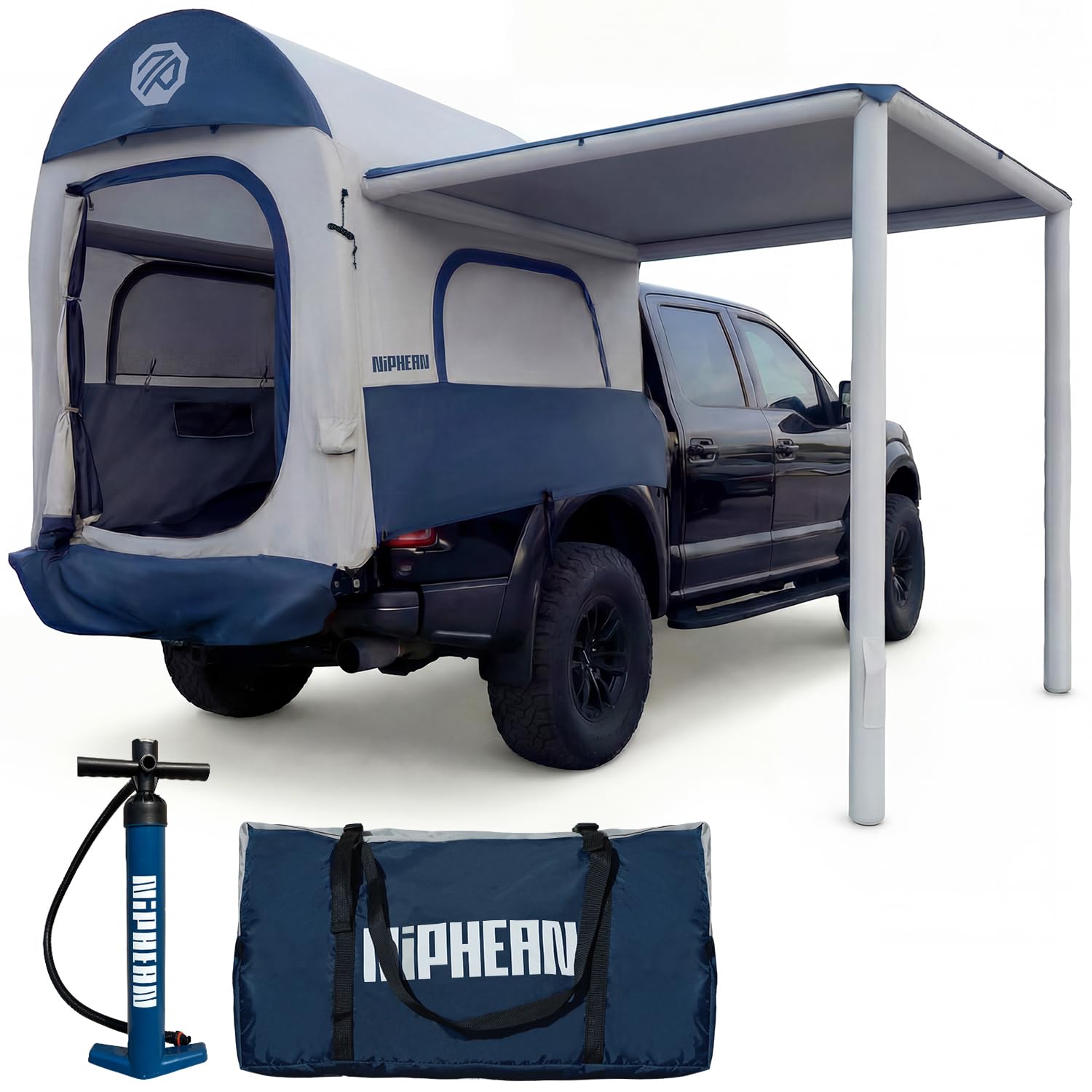 Niphean Auto Markise für SUV, Pickup & Van, 2-Min-Aufbau, Kein Dachträger Nötig, Aufblasbares Sonnensegel Wohnwagen 250 x 198 cm, Wasserdicht, UV50+, Windstabil Fahrzeug Markise