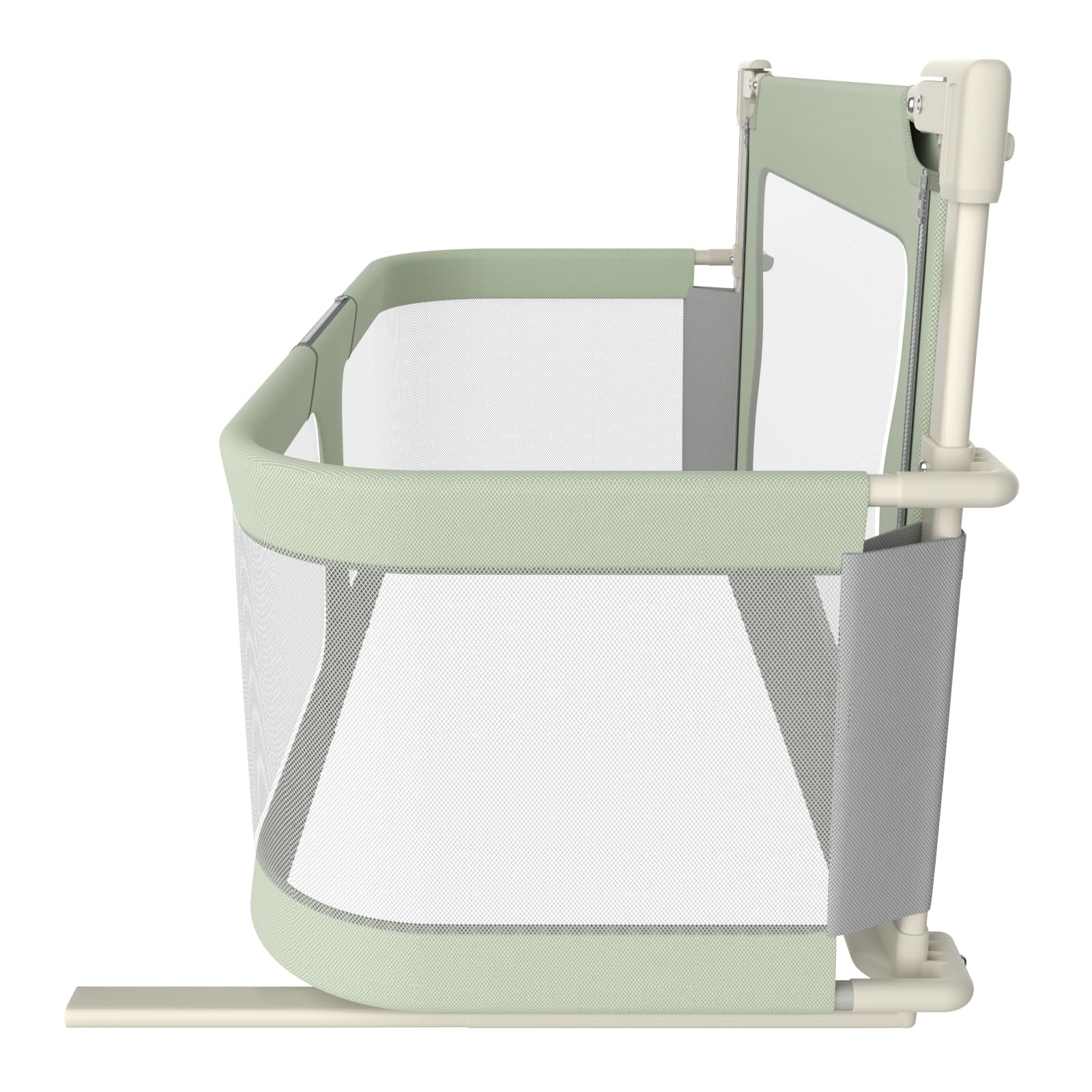 HUOLE Kleinkind Bettschutzgitter Bettgitter Kinderbettgitter Babybettgitter höhenverstellbares Bettgitter - Gitter Kinderbett Babybett Rausfallschutz-120 x 50 x 105 cm (Mintgrün)
