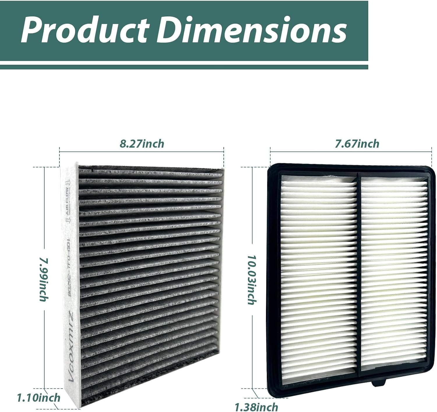 Engine & Cabin Air Filter Kit Compatible with Acura RDX 2019-2025 Replace# 17220-5MS-H00, CA12605, 80292-TF0-G01