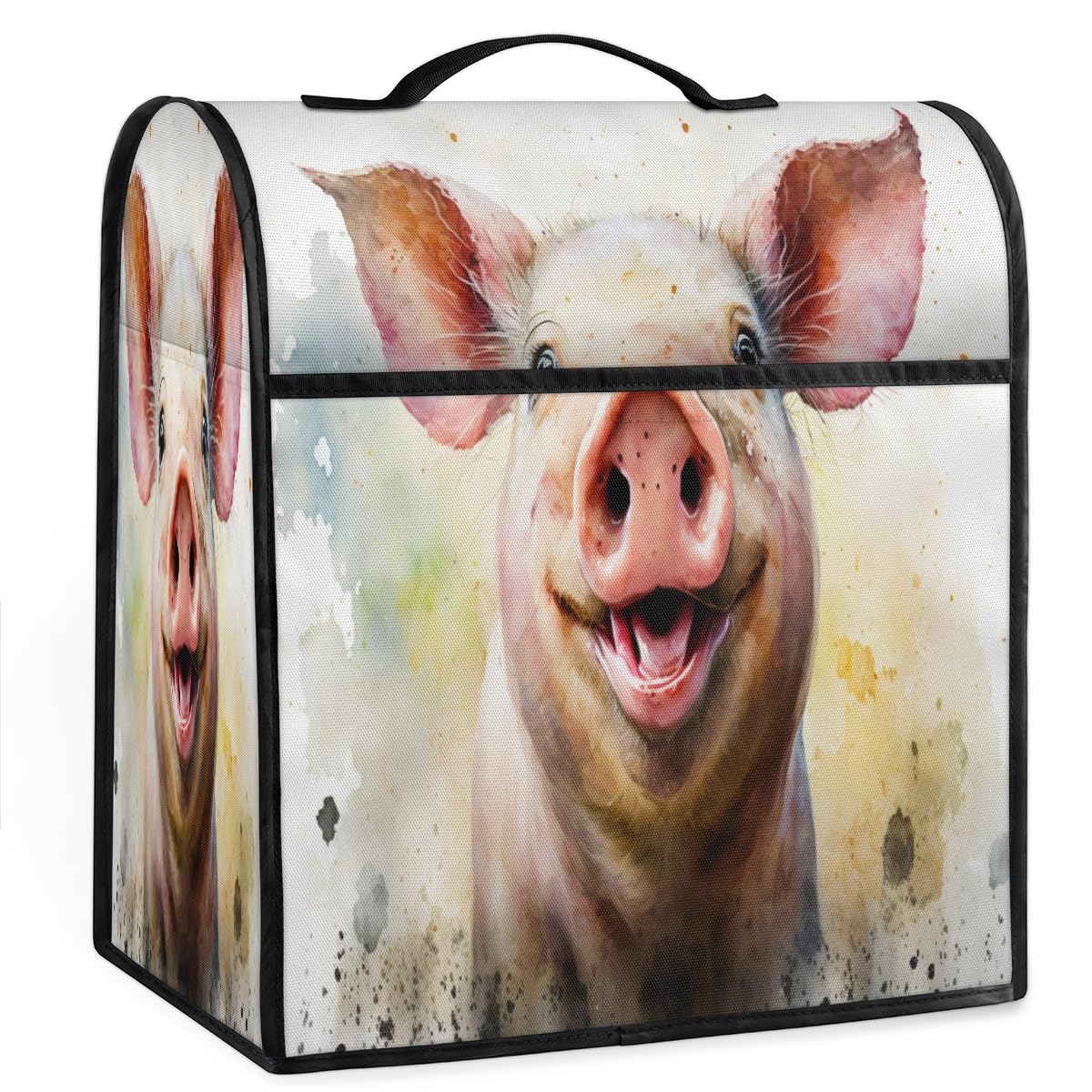 Coffee Maker Cover Cute Animal Pig Kitchen Appliance Covers Small Appliance Covers Blender Cover Juicer Cover Dust Covers for Kitchen Appliances with Top Handle and Pockets,Washable,B999
