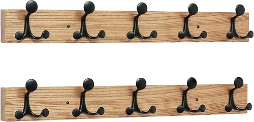 Miniatura 177 de SKOLOO Perchero de madera blanca de 17 pulgadas con 3 ganchos triples, ideal para entradas familiares, aulas y almacenamiento de suministros para