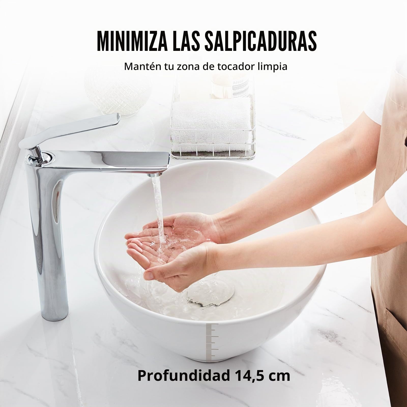 VEVOR - Fregadero ovalado, encimera de lavabo de 16 x 13.4 pulgadas, fregaderos de baño de cerámica blanca encima del mostrador, fregadero con estilo moderno, bien empaquetado para baño, hotel,