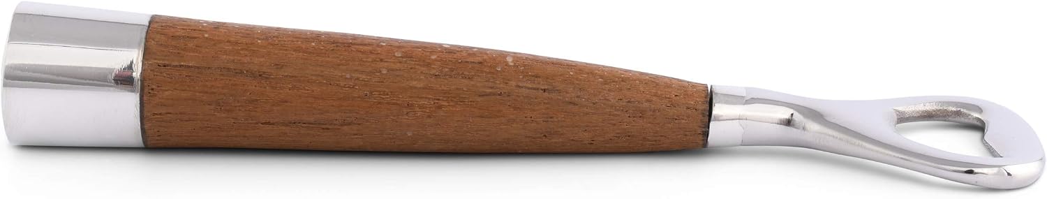 Vagabond House Mid Century Teak Wood Handle Bottle Opener - Modern, High Quality, 7 Inches - Retro Cider Beer Bottle Openers for Home Kitchen Home Bar Restaurant Christmas Gift for Bartender