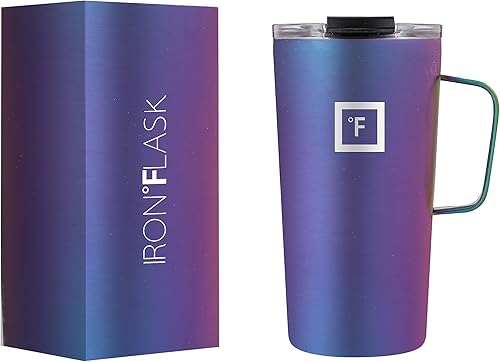 IRON FLASK - Taza para café con asa a prueba de fugas, botella de acero inoxidable con aislamiento al vacío, de doble pared, termo de viaje,