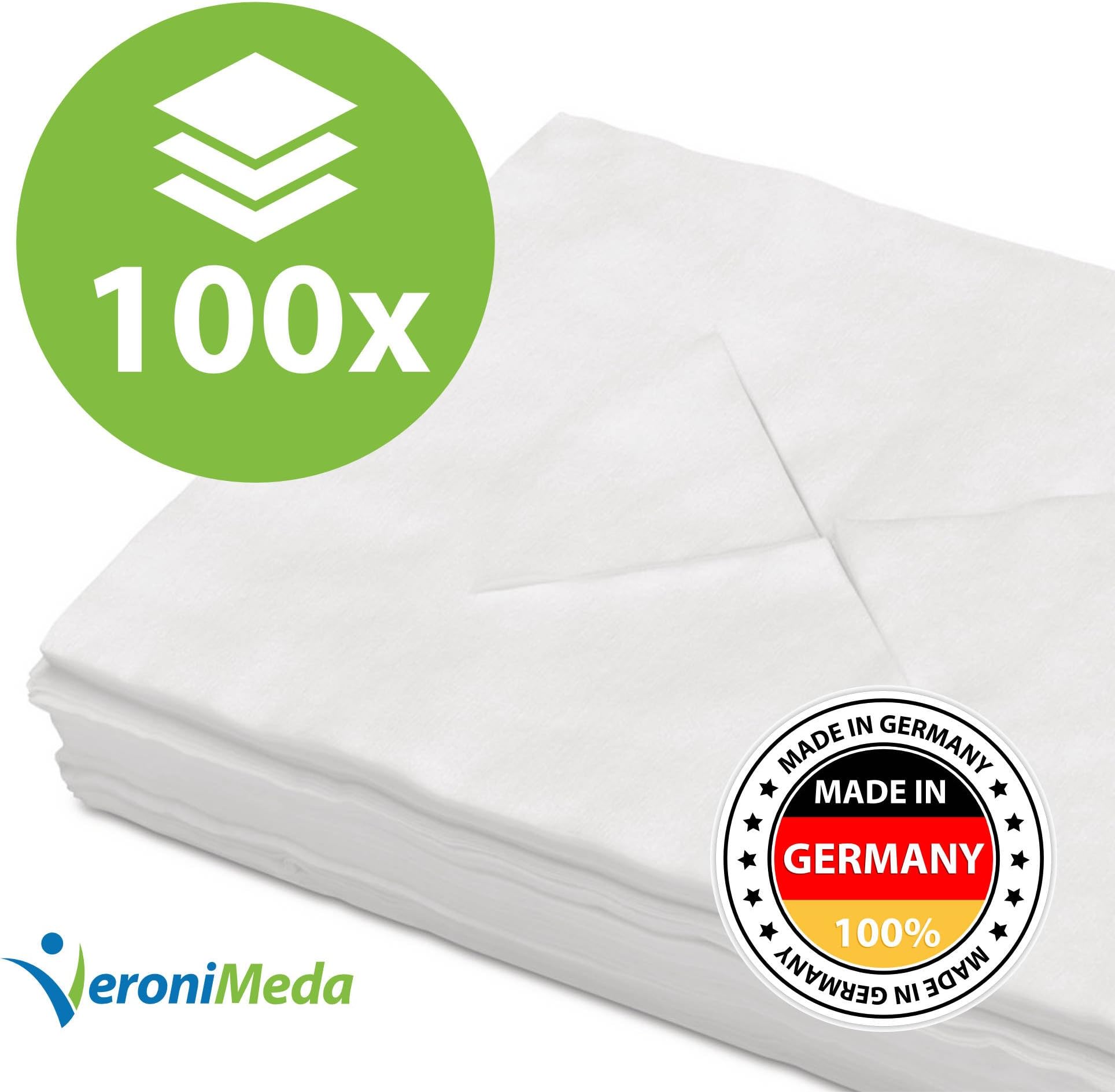 VERONIMEDA Disposable Massage Headrest Cover - Premium Active (100 Pcs.) / Massage Table Face Rest Cover (Size: 30x21cm) / Massage Face Cradle Pad (Material: Fleece / Spunlace, 60g/m²) (X-Cut)