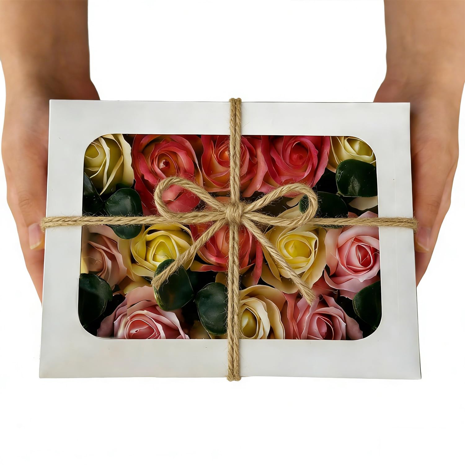 YEAHLEE Soap Flower Bouquet Boxes for Women, Artificial Pink Roses Bouquet Boxes, Mothers Day Valentine Birthday Flowers for Her, Filled with fragrance