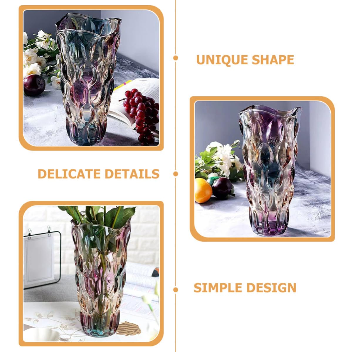 Vaso Stile Nordico Elegante in Vetro Spesso, per Fiori per Casa | Design Versatile da Scrivania, Adatto per Casa e Ufficio, Decorazione Raffinata in Vetro